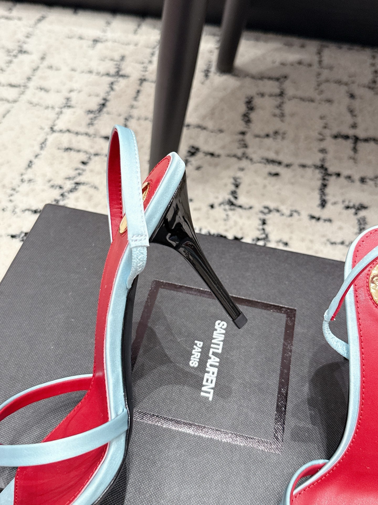 YSL Kirat Sandal 9.5cm Light Blue Satin 847158