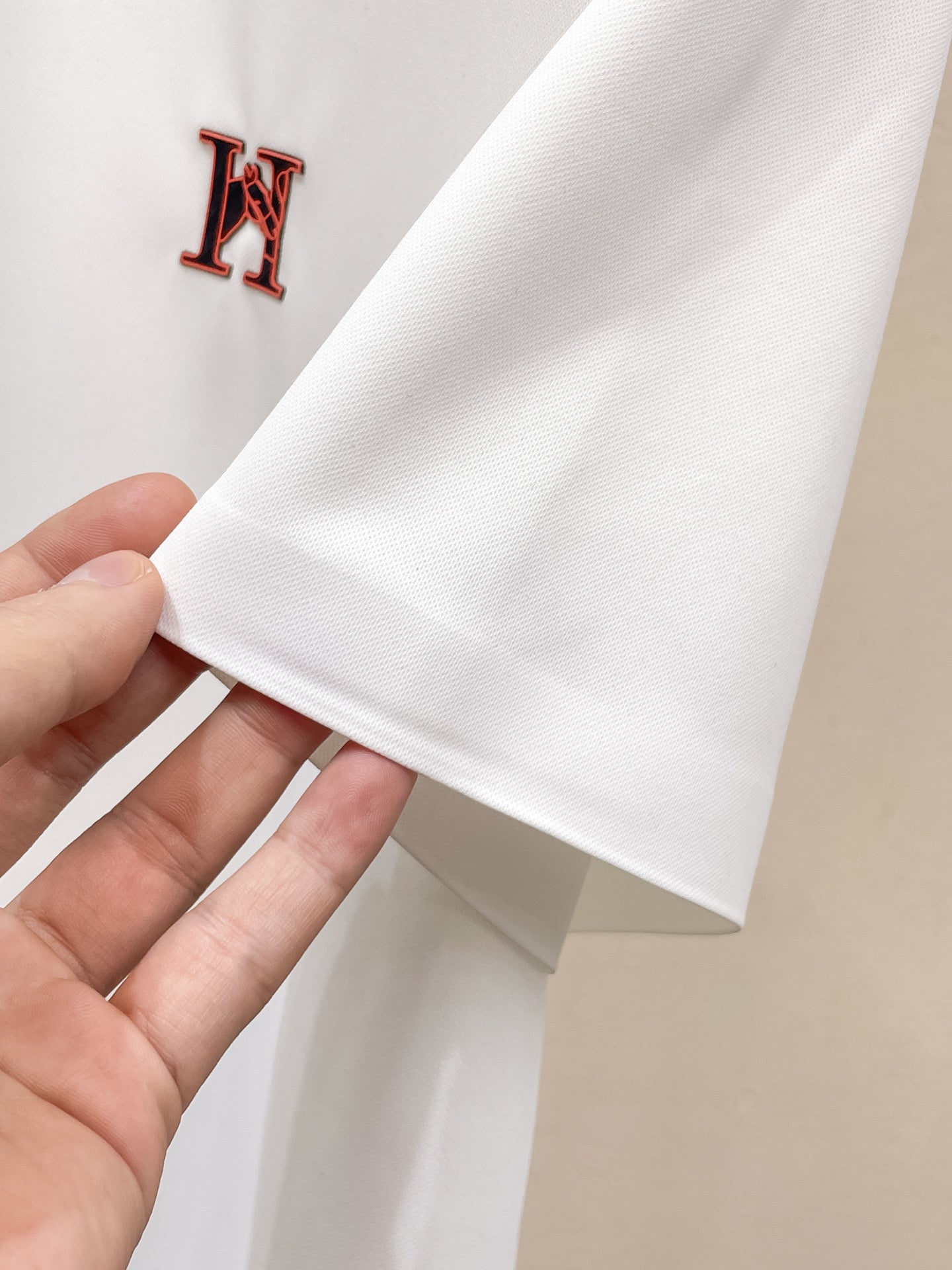 HM Men Short-Sleeve Polo Shirt White Silk
