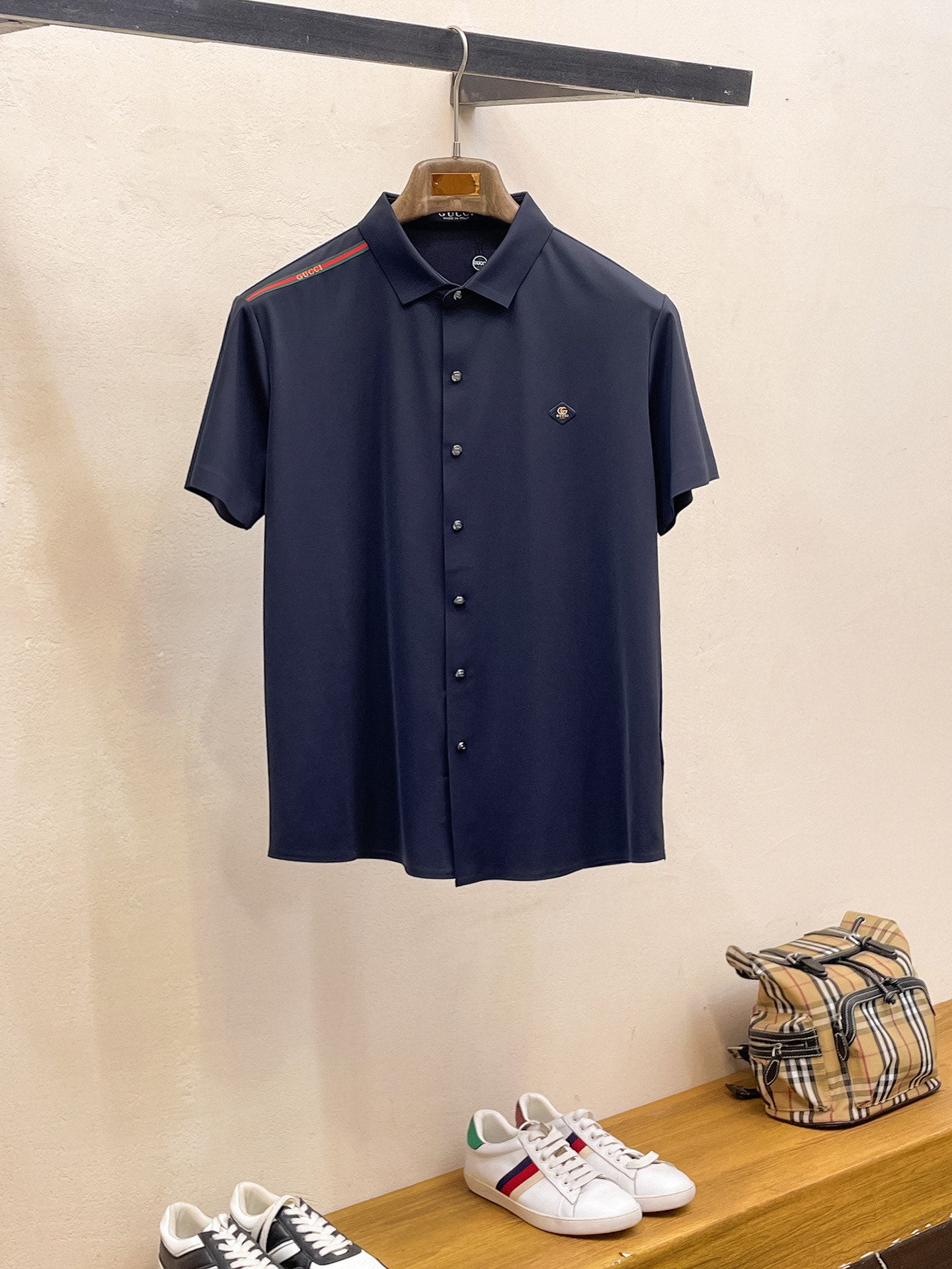 GG Men Short-Sleeve Polo Shirt Black Silk