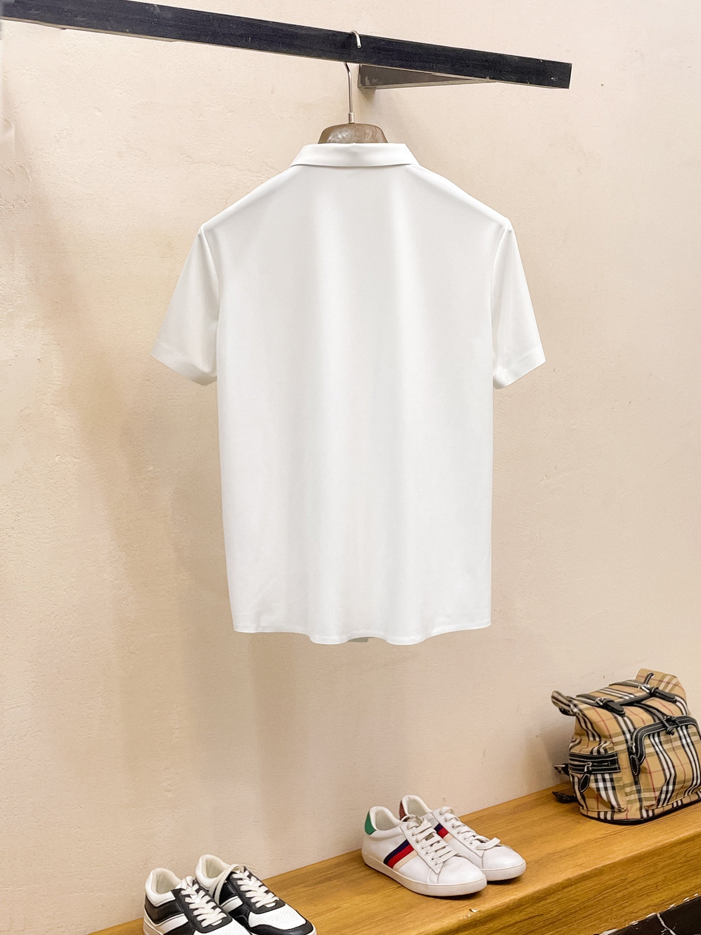 GG Men Short-Sleeve Polo Shirt White Silk