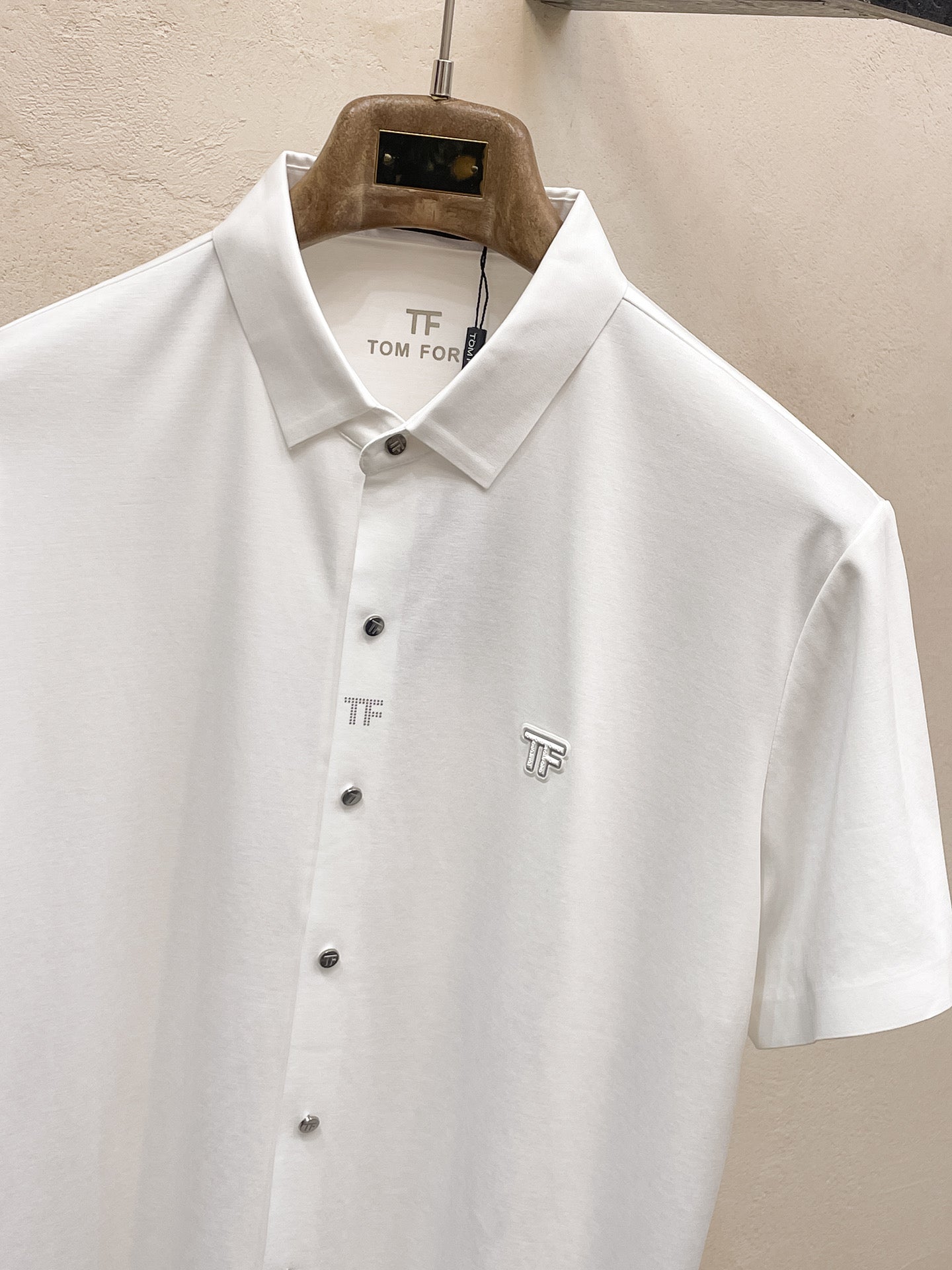 Tom Ford Men Short-Sleeve Polo Shirt White Silk