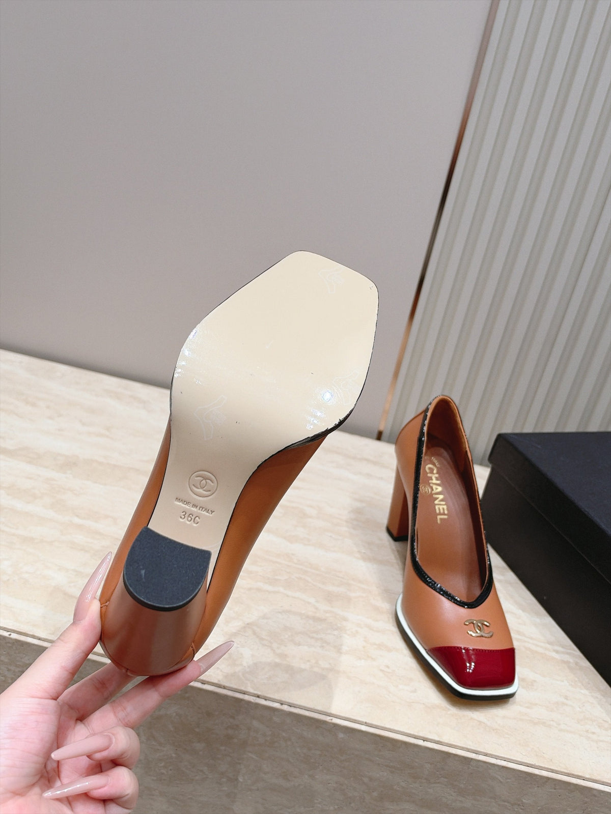 Chanel 2026 Block Heel Pumps Brown Leather 196233