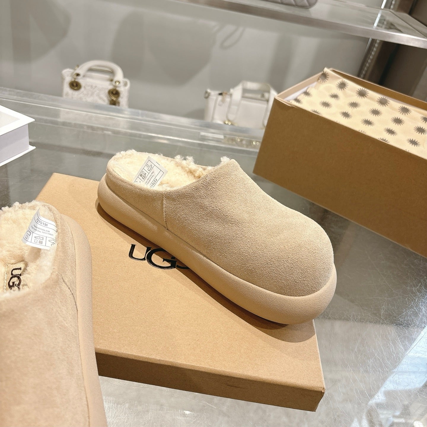 UGG Classic Ultra Mini Mule Muted Beige Wool Suede 518885