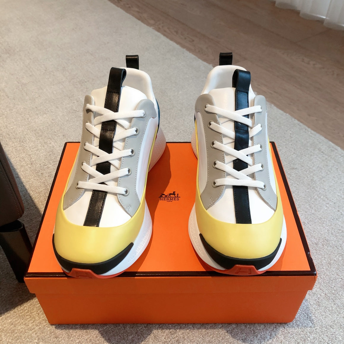 HM Hugo Sneakers White Yellow Black Calfskin 933466