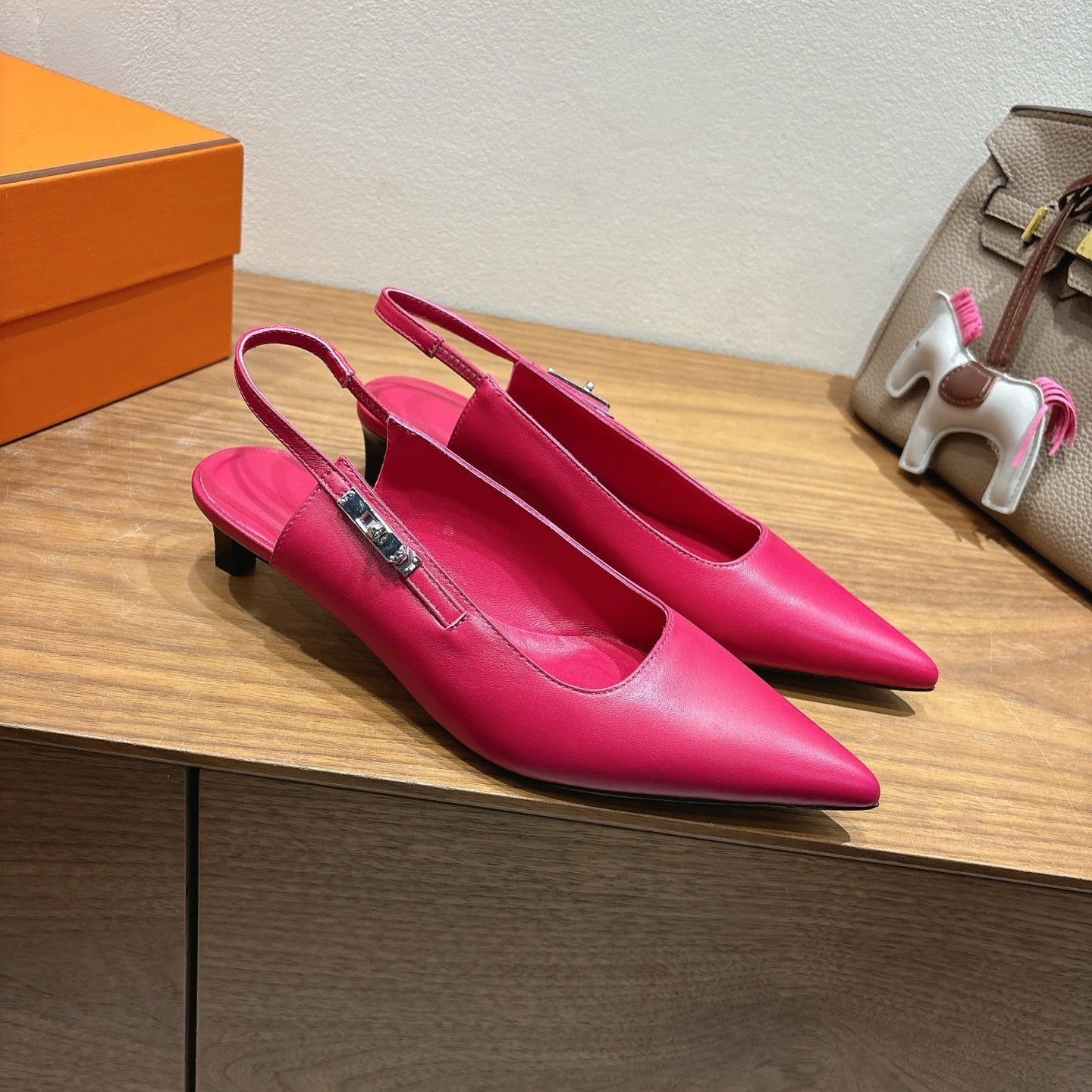 HM Lover Pump 40mm Rose Framboise Calfskin 429021