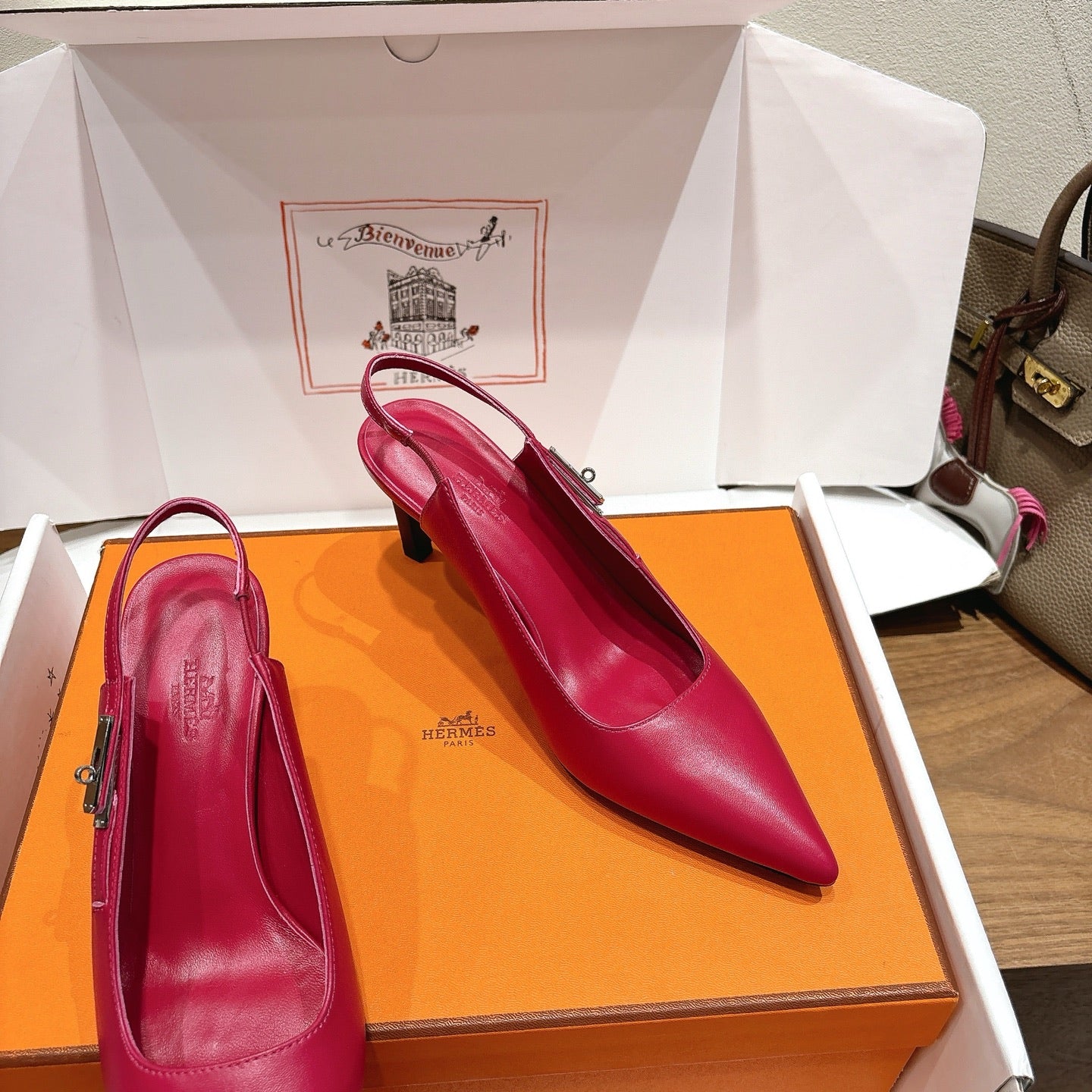 HM Lover Pump 80mm Rose Framboise Calfskin 429027