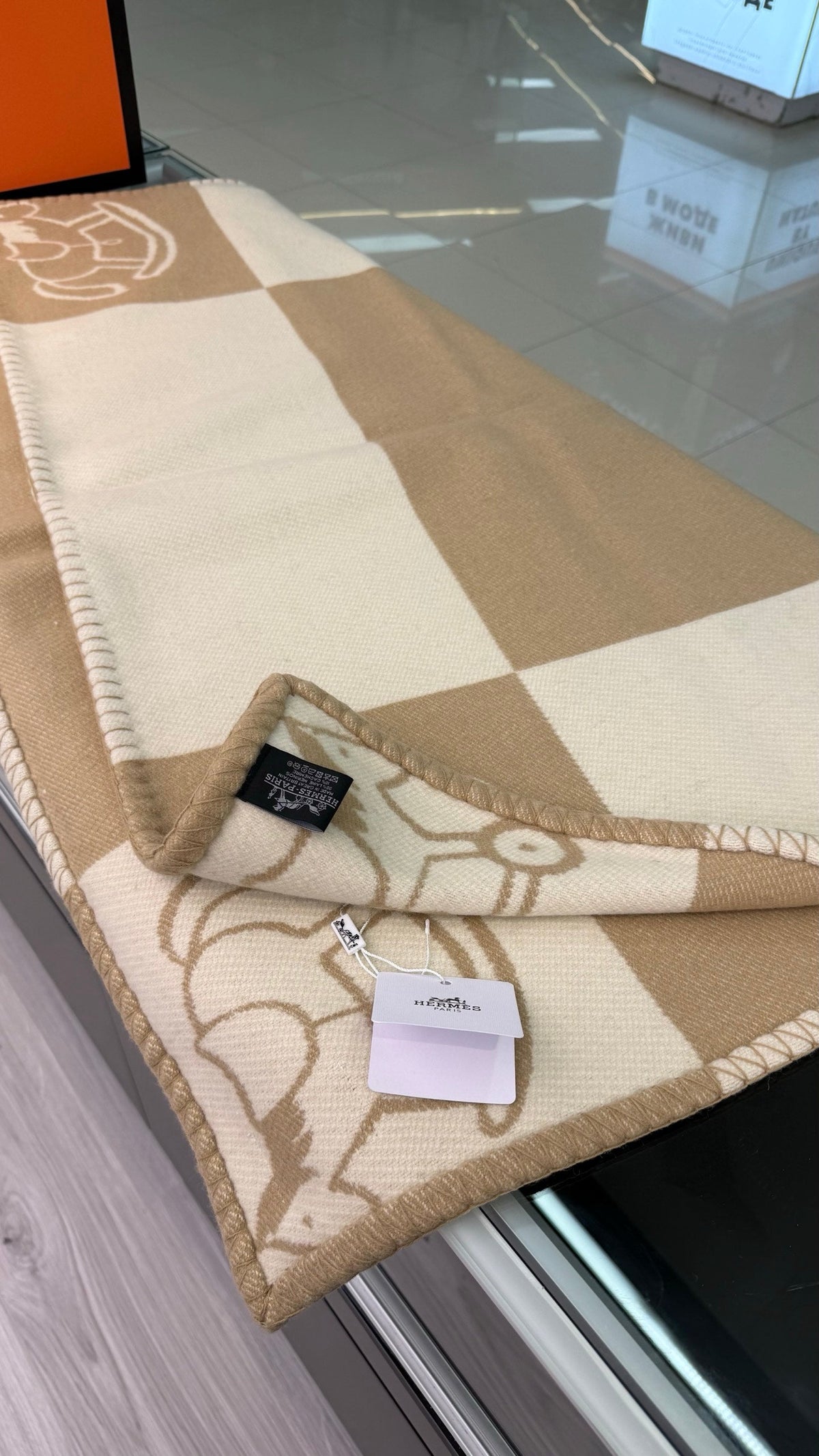 Hermes 26s Adada Avalon Blanket Khaki 528163