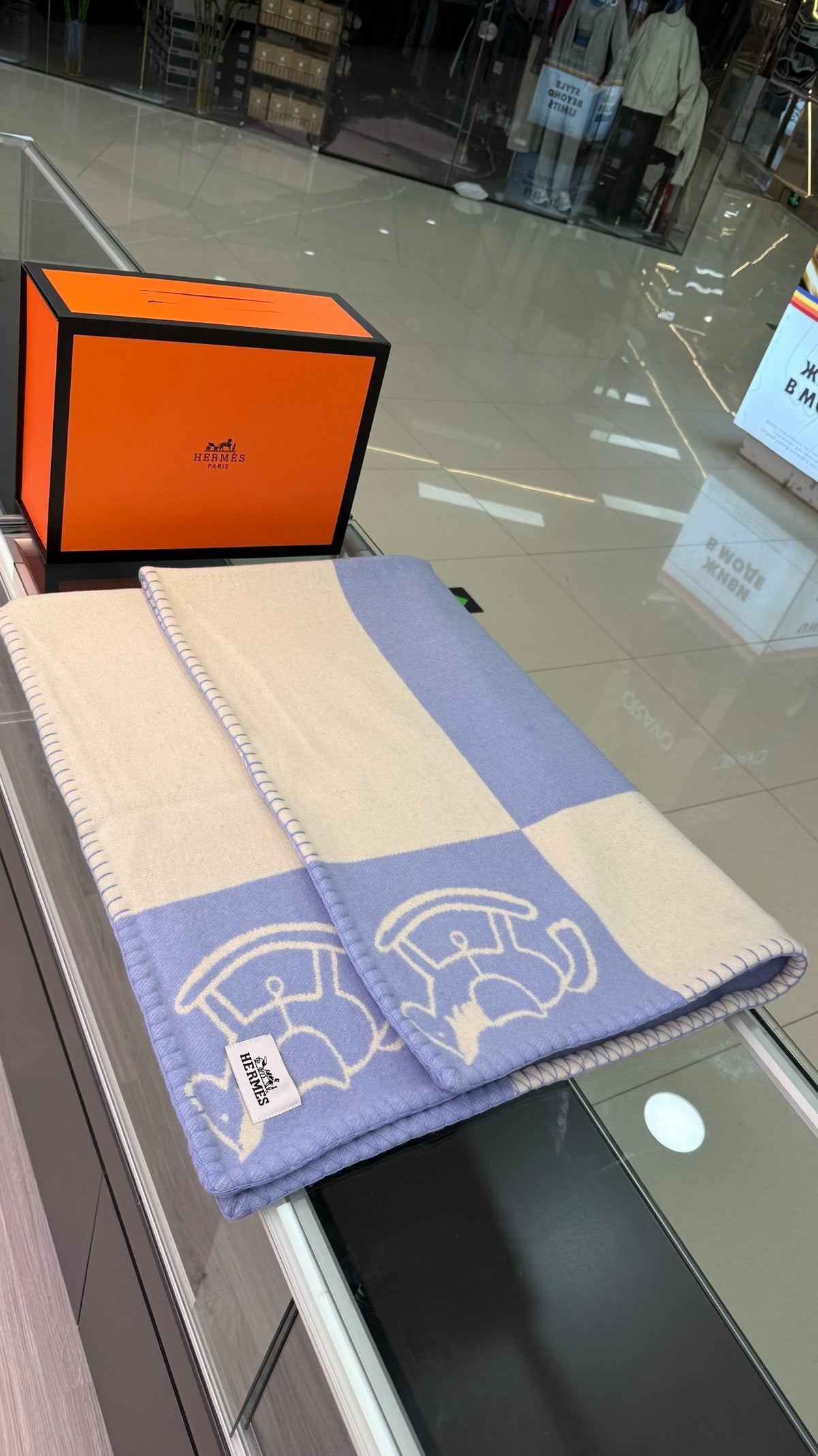 Hermes 26s Adada Avalon Blanket Blue 528164