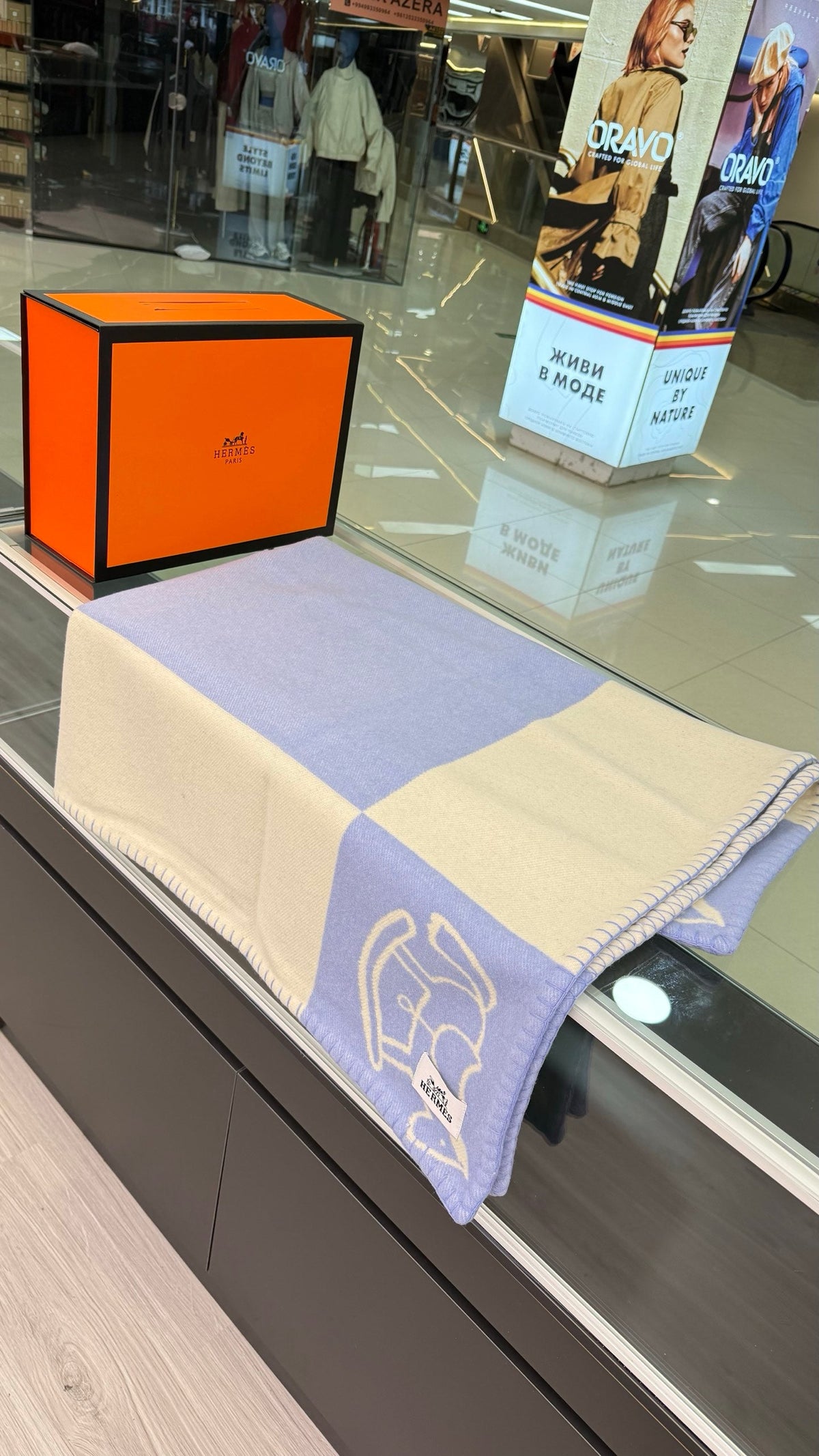 Hermes 26s Adada Avalon Blanket Blue 528164