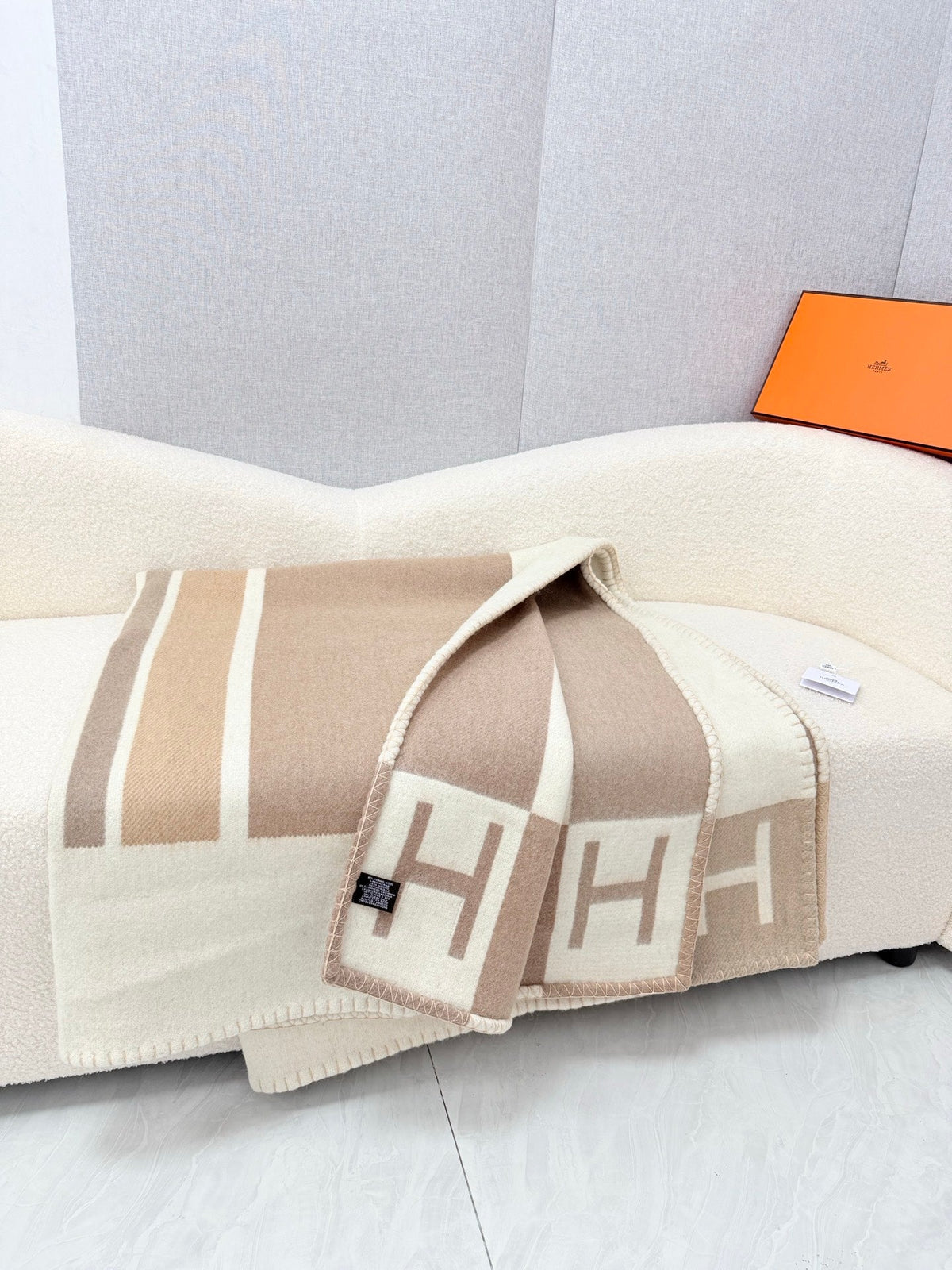 Hermes 26s Avalon Blanket 140x170cm Brown Wool 528151