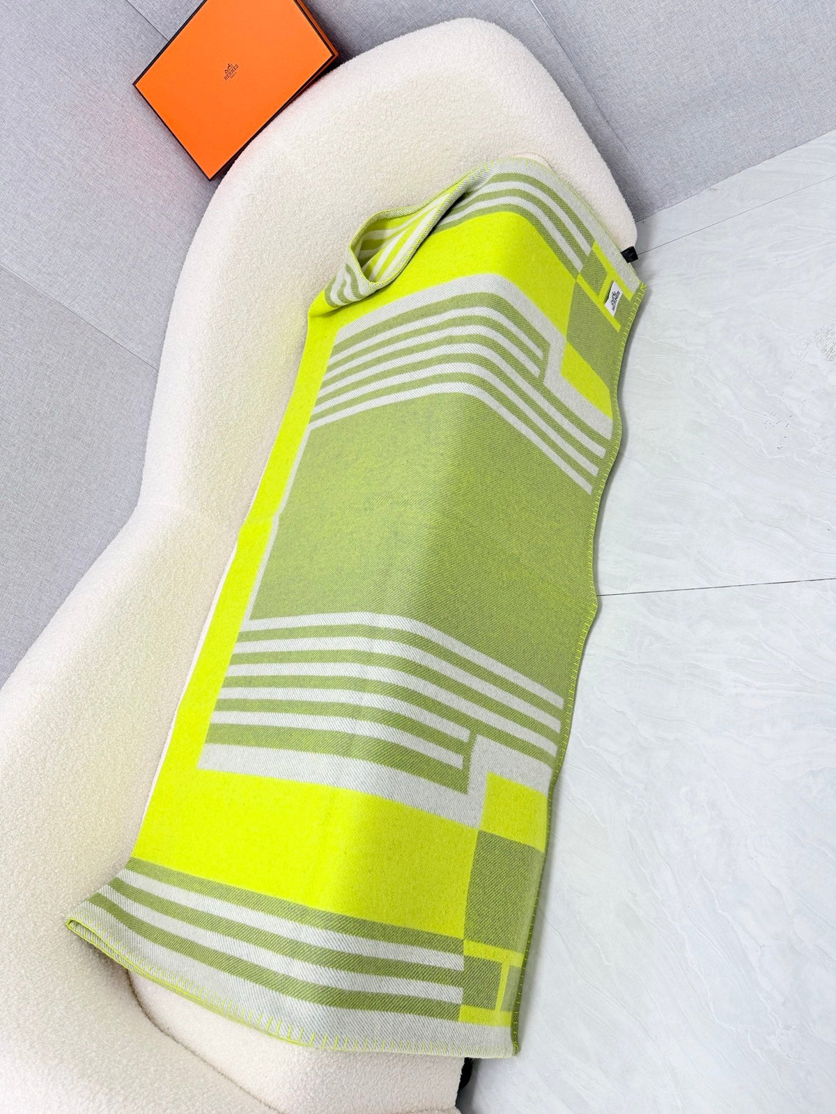 Hermes 26s Ithaque Blanket 135x175cm Green Wool 528152