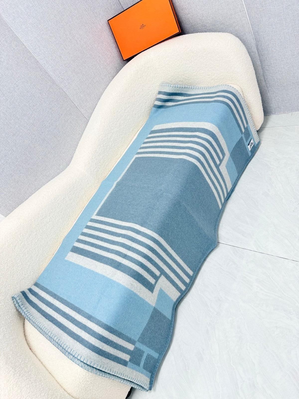 Hermes 26s Ithaque Blanket 135x175cm Bleu Wool 528153