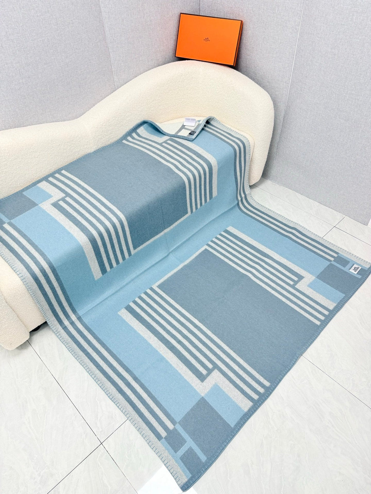 Hermes 26s Ithaque Blanket 135x175cm Bleu Wool 528153