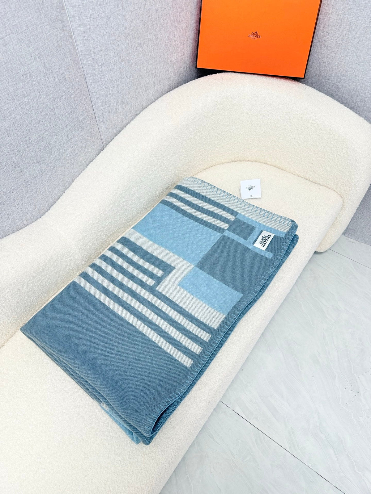 Hermes 26s Ithaque Blanket 135x175cm Bleu Wool 528153