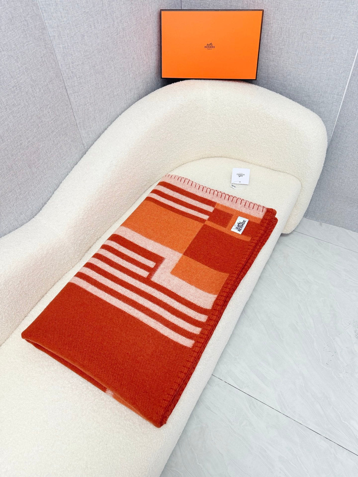 Hermes 26s Ithaque Blanket 135x175cm Orange Wool 528154