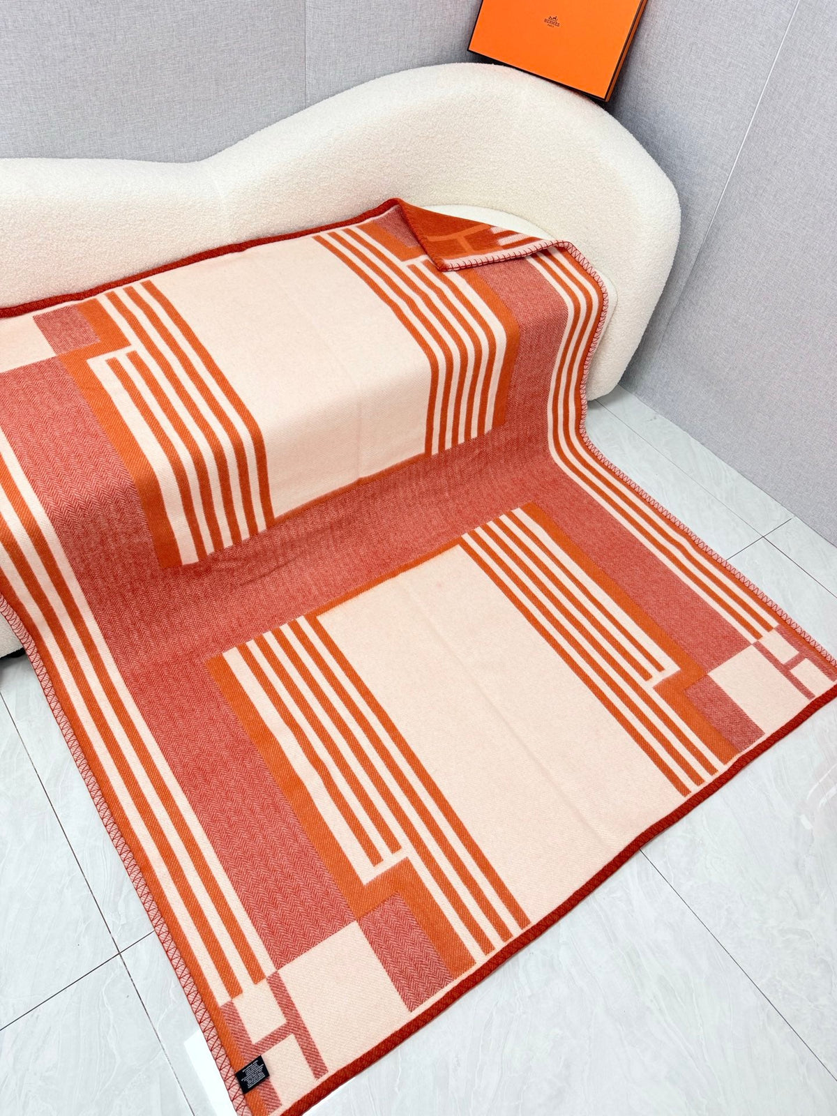 Hermes 26s Ithaque Blanket 135x175cm Orange Wool 528154