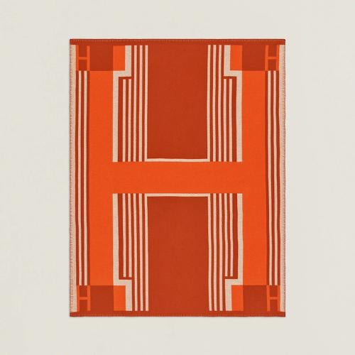 Hermes 26s Ithaque Blanket 135x175cm Orange Wool 528154
