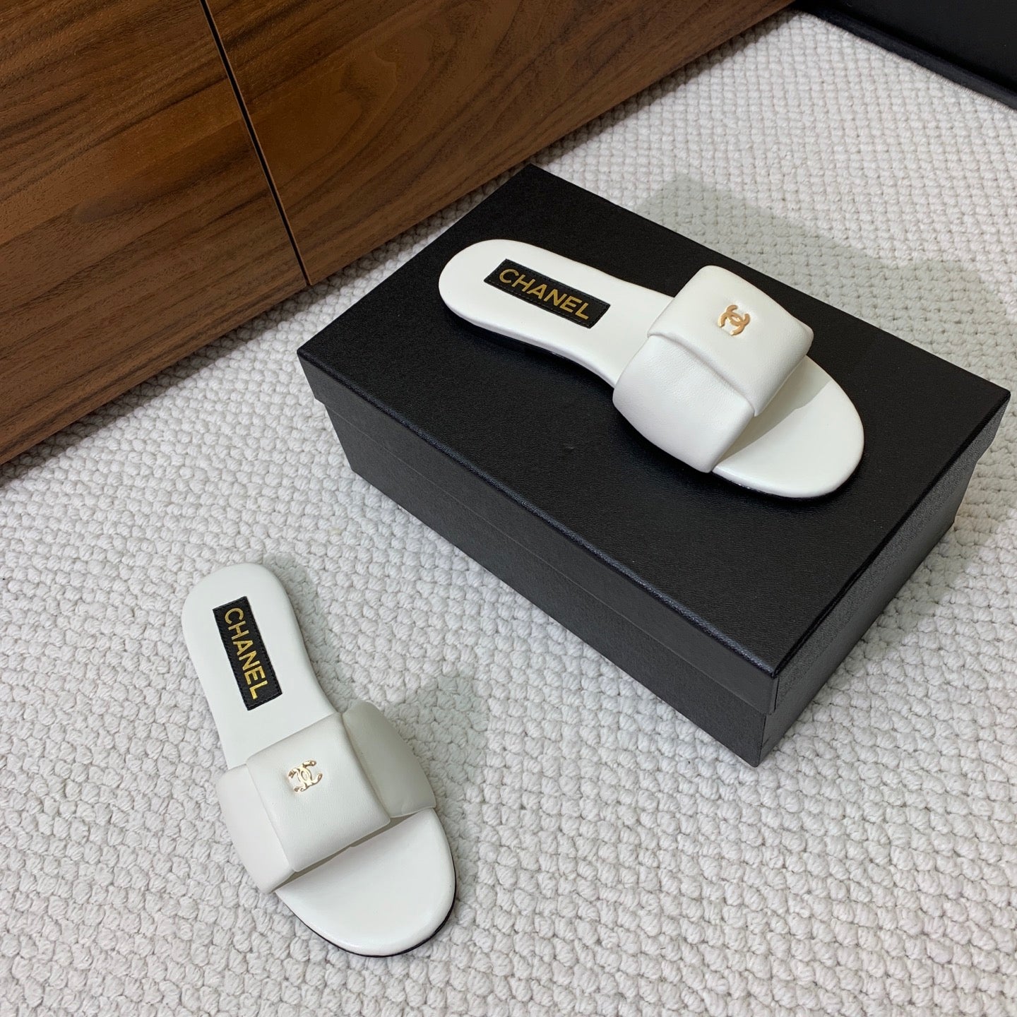CC 26s Padded Sandals White Lambskin 887951