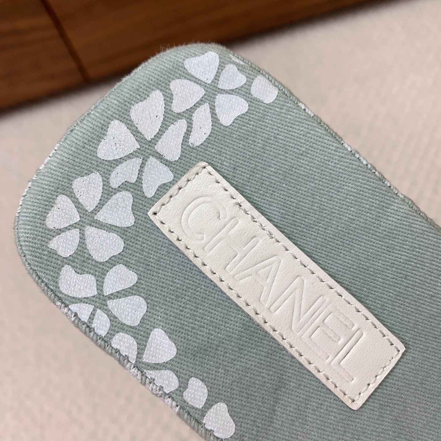 CC Platform Printed Slippers 4.5cm Dusty Teal Canvas 792622