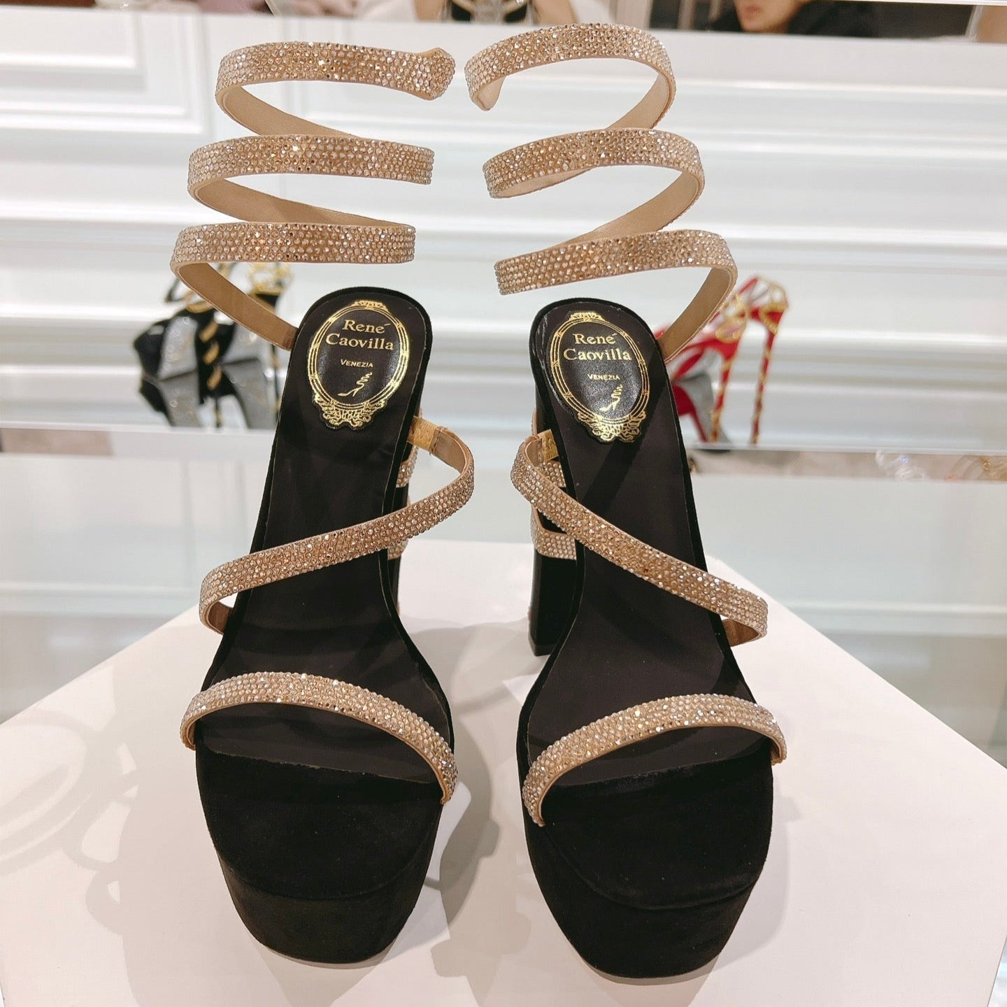 RC 25C Platform Black Gold Imported Velvet Swarovski Crystal 339482
