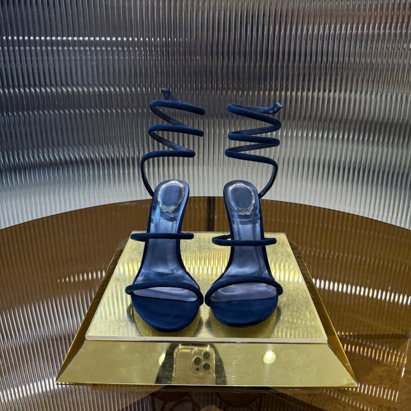 RC 25C Classic Sandals 9.5cm Navy Blue Sheepskin 310624