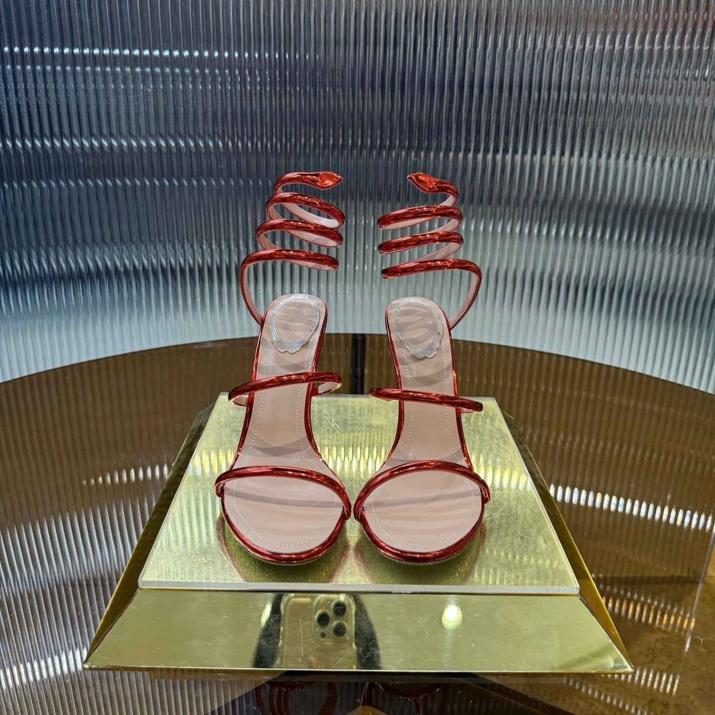 RC 25C Snake-Shaped Sandals 9.5cm Red Sheepskin 310631