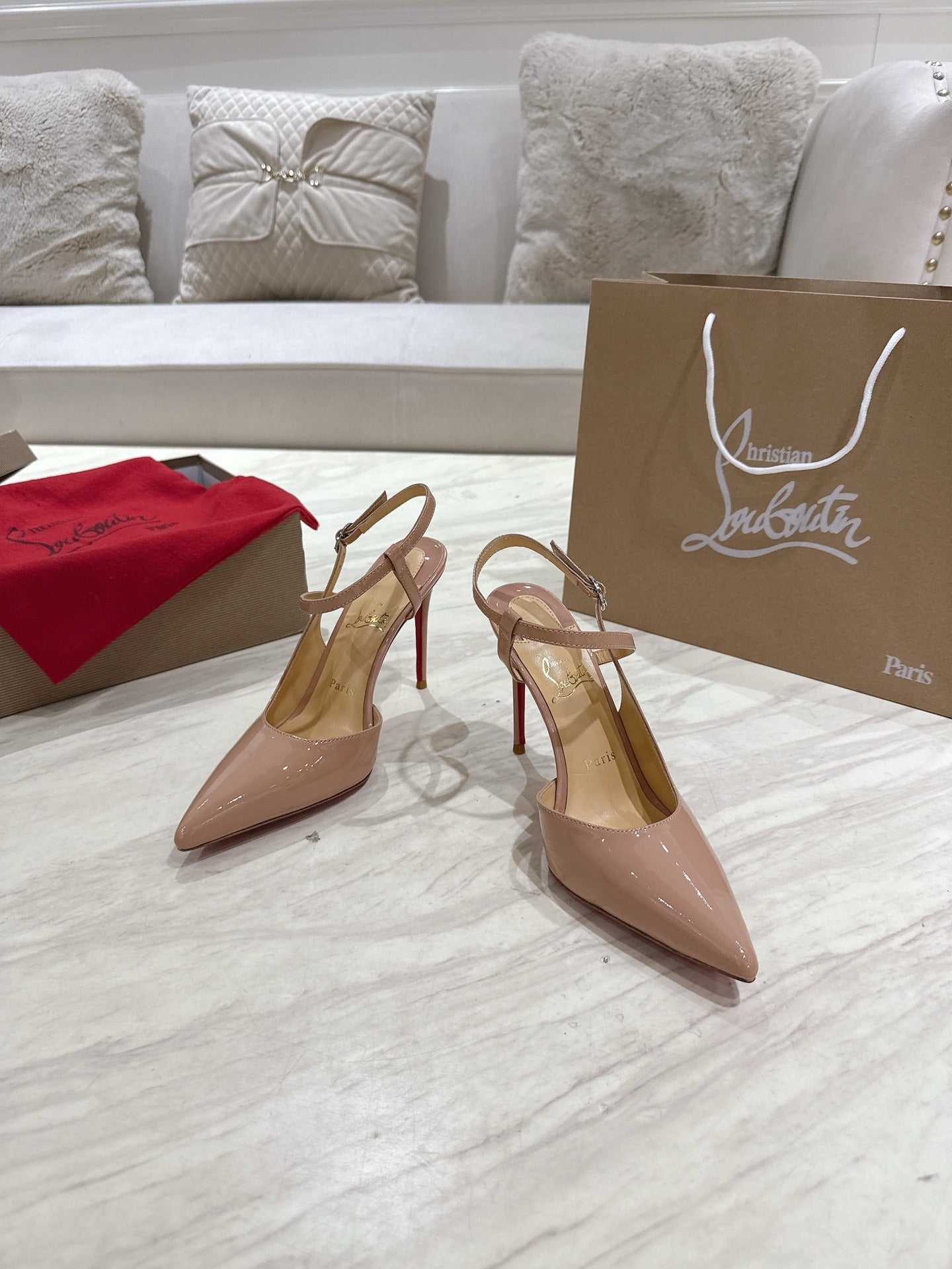 CL 25 Slingback Pink Nude Gloss Calf Patent Leather 307520