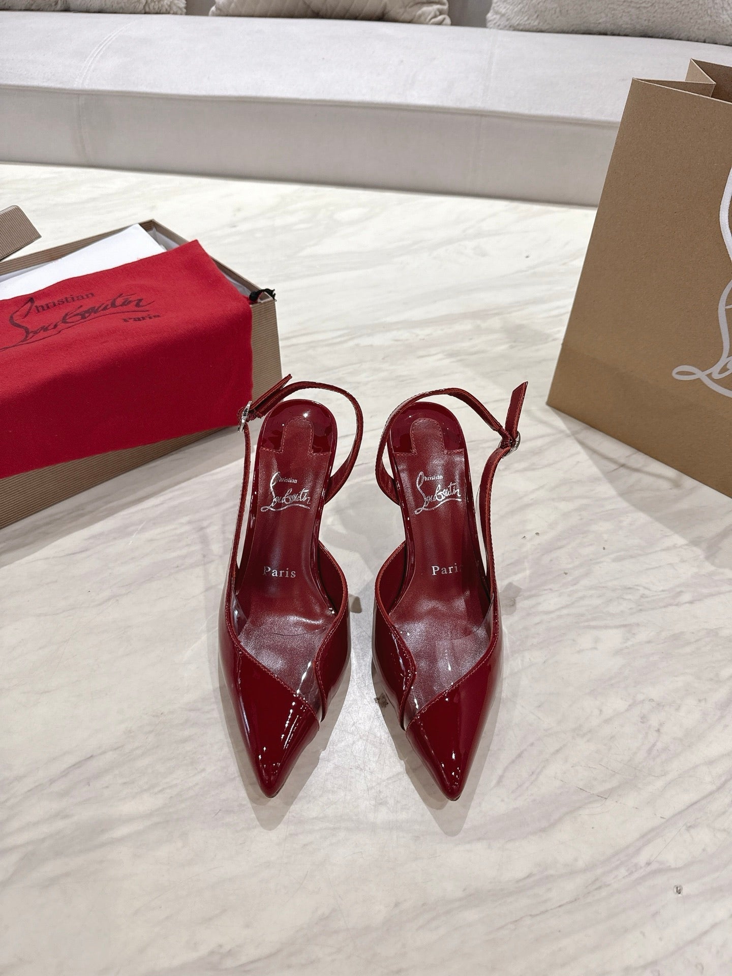 CL 25 Slingback Sandals Red PVC Gloss Calfskin 307532