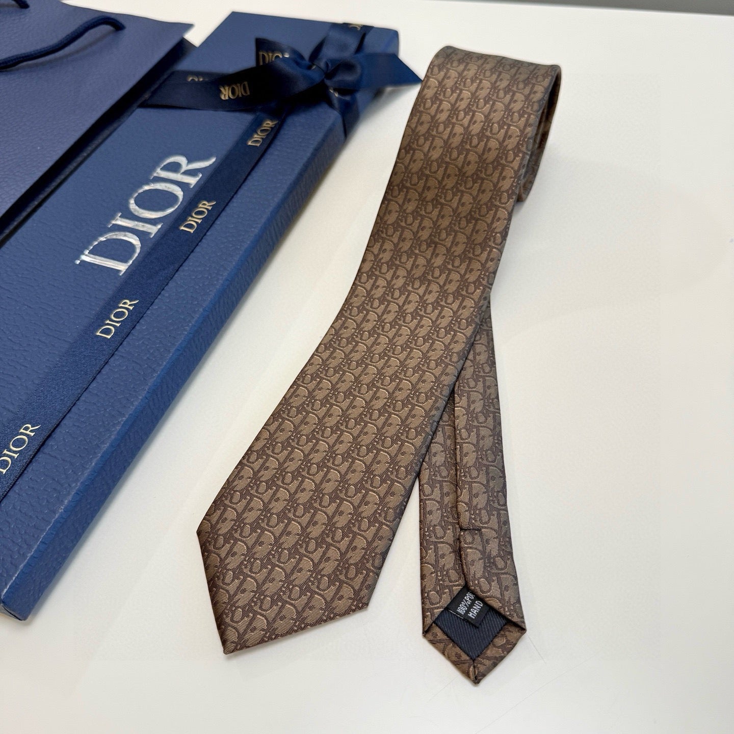 CD Oblique Tie Brown Silk 212102