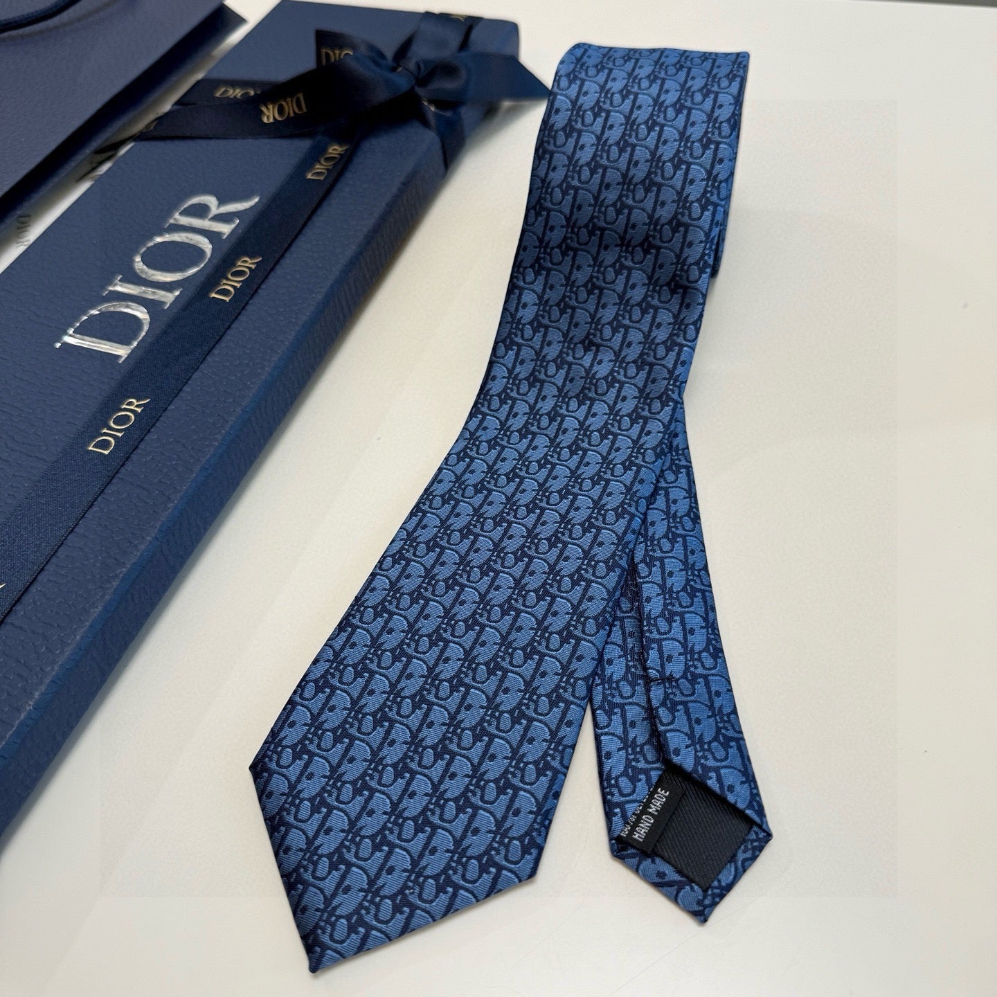 CD Oblique Tie Dark Blue Silk 212107