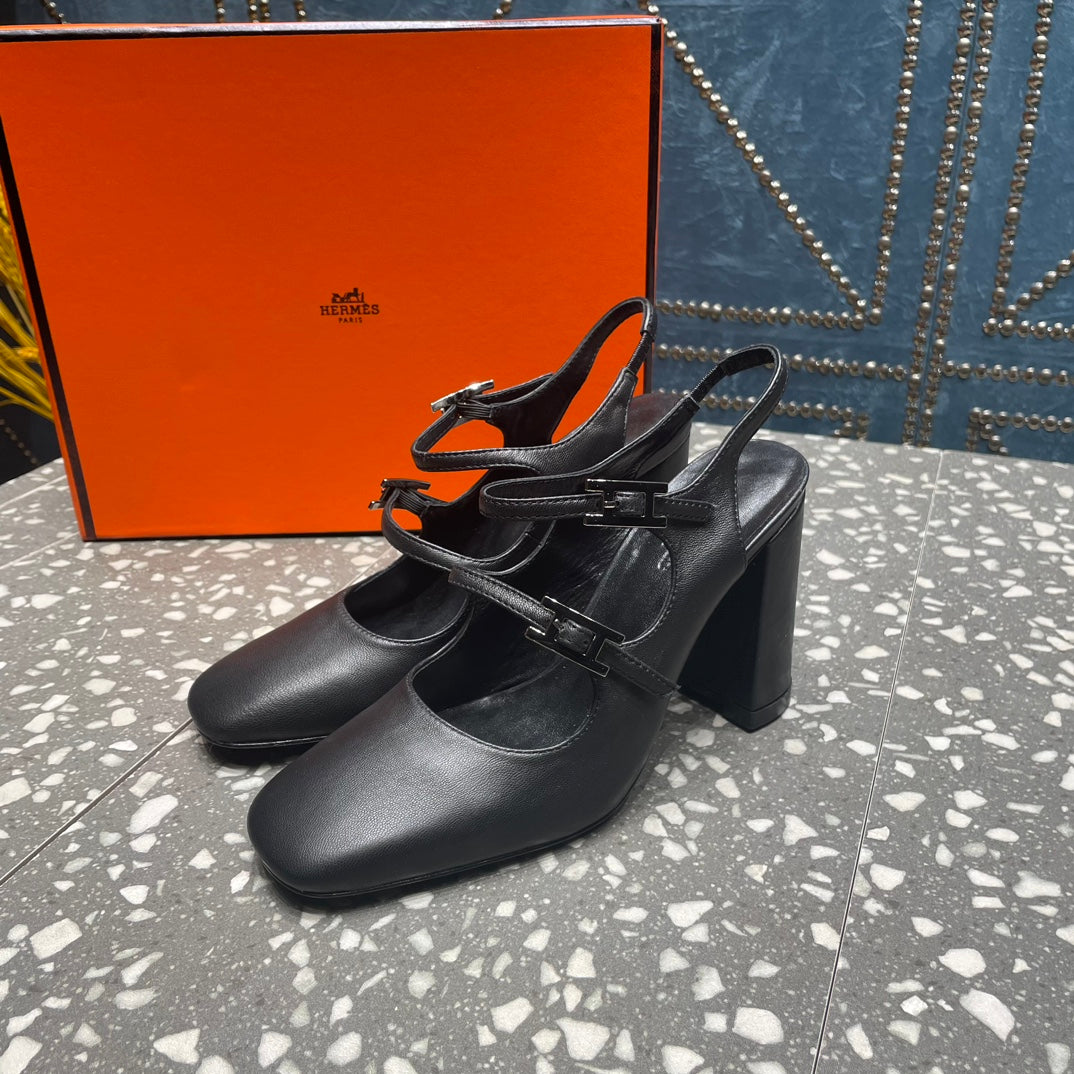 HM Jackie 80 Pump Black Cowhide 962919
