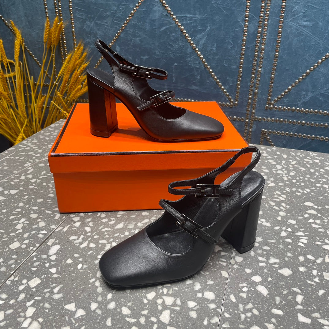 HM Jackie 80 Pump Black Cowhide 962919