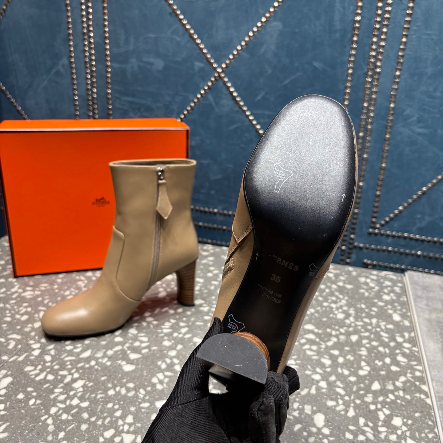 HM Lisa Ankle Boots 80mm Pale Tan Cowhide 531564