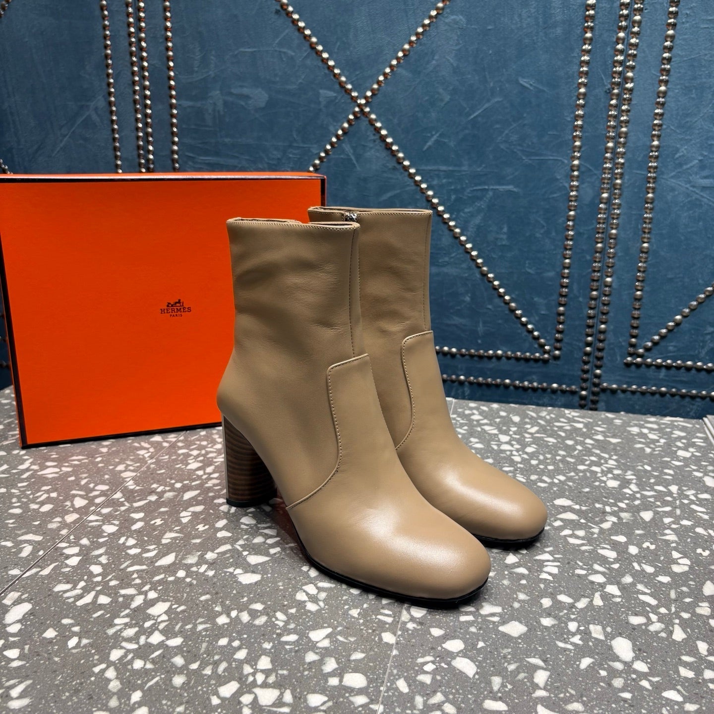 HM Lisa Ankle Boots 80mm Pale Tan Cowhide 531564