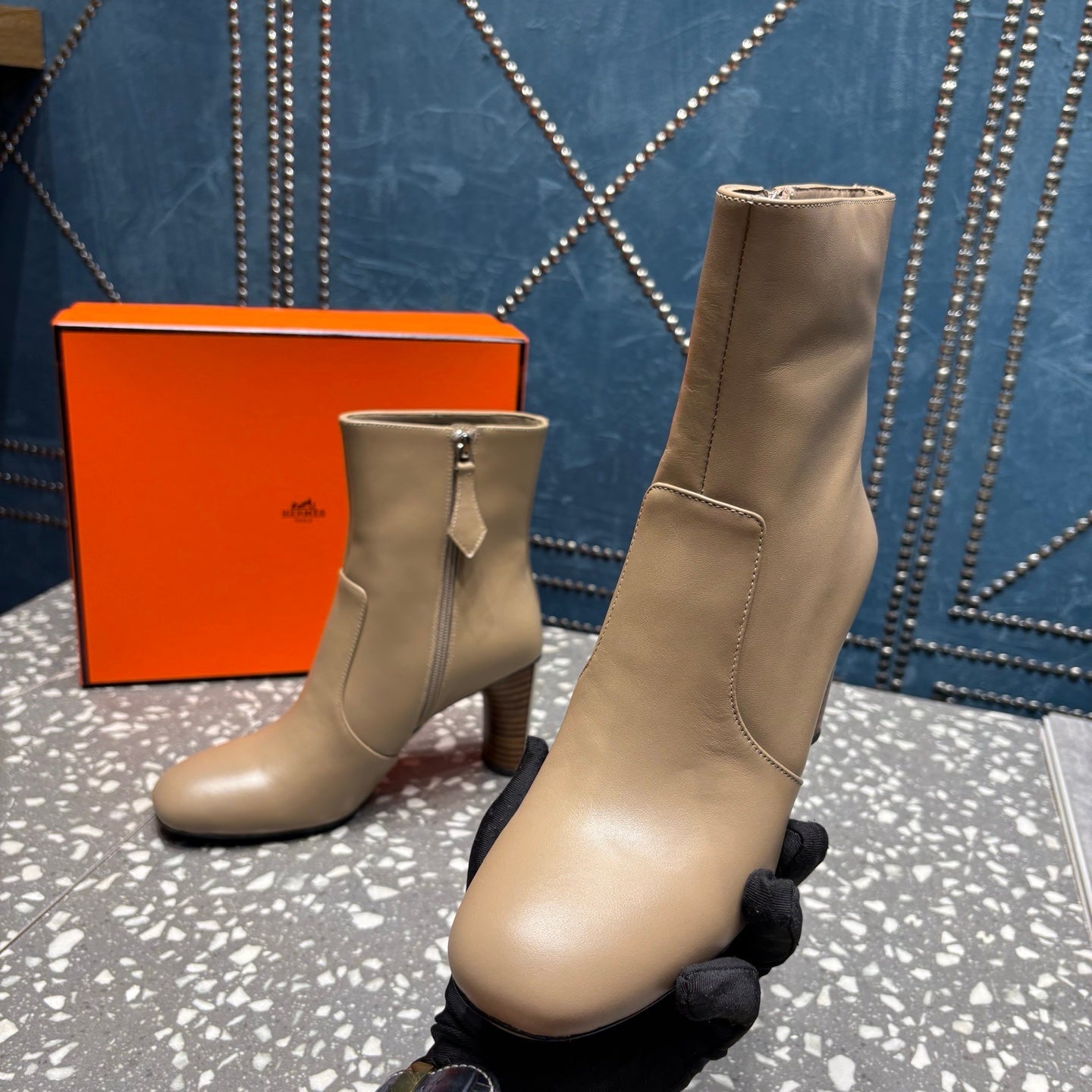 HM Lisa Ankle Boots 80mm Pale Tan Cowhide 531564