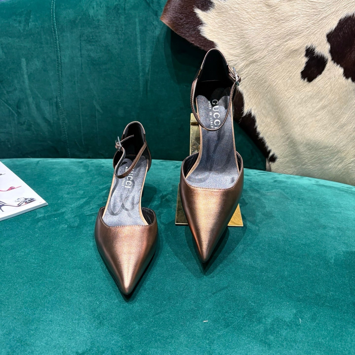 GG Bombshell Pump Copper Laminated Leather 741249