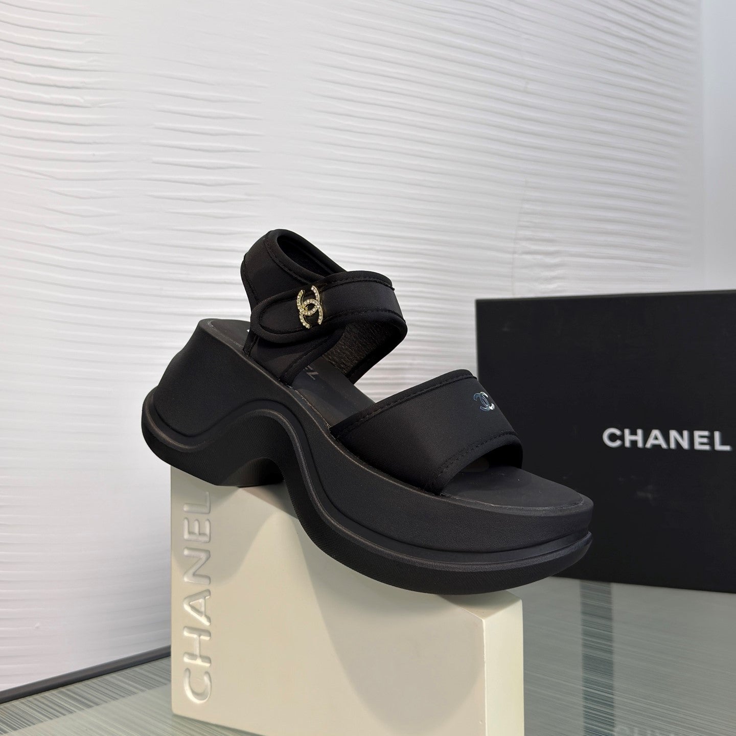CC 26s Sandal Platform Black Textile Rubber 962956