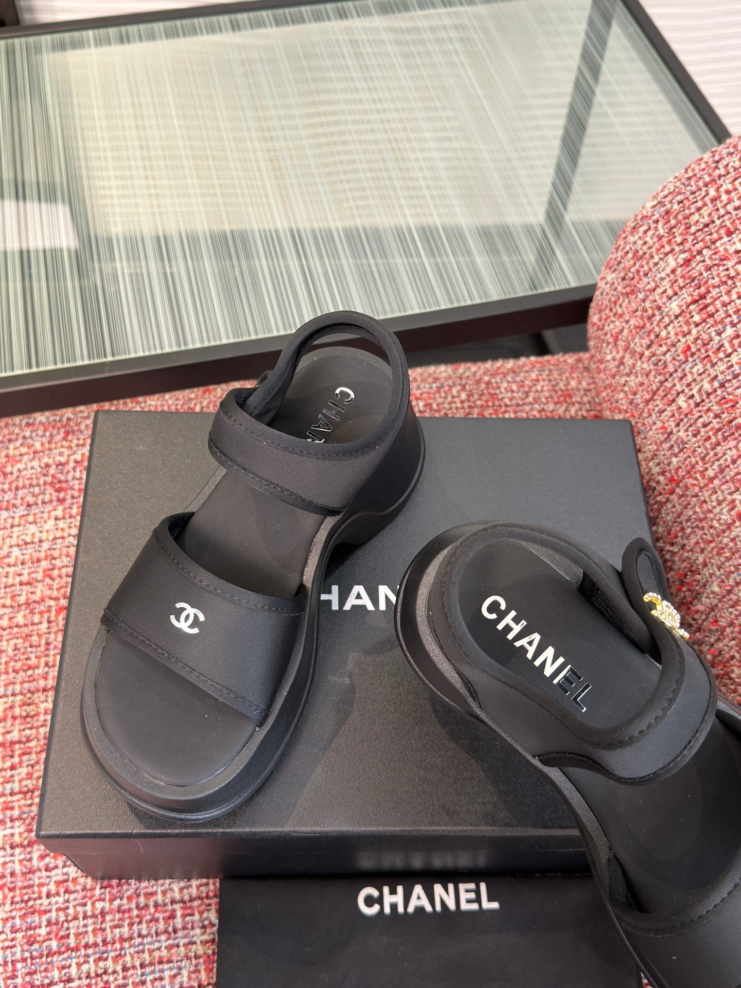 CC 26s Sandal Platform Black Textile Rubber 962956