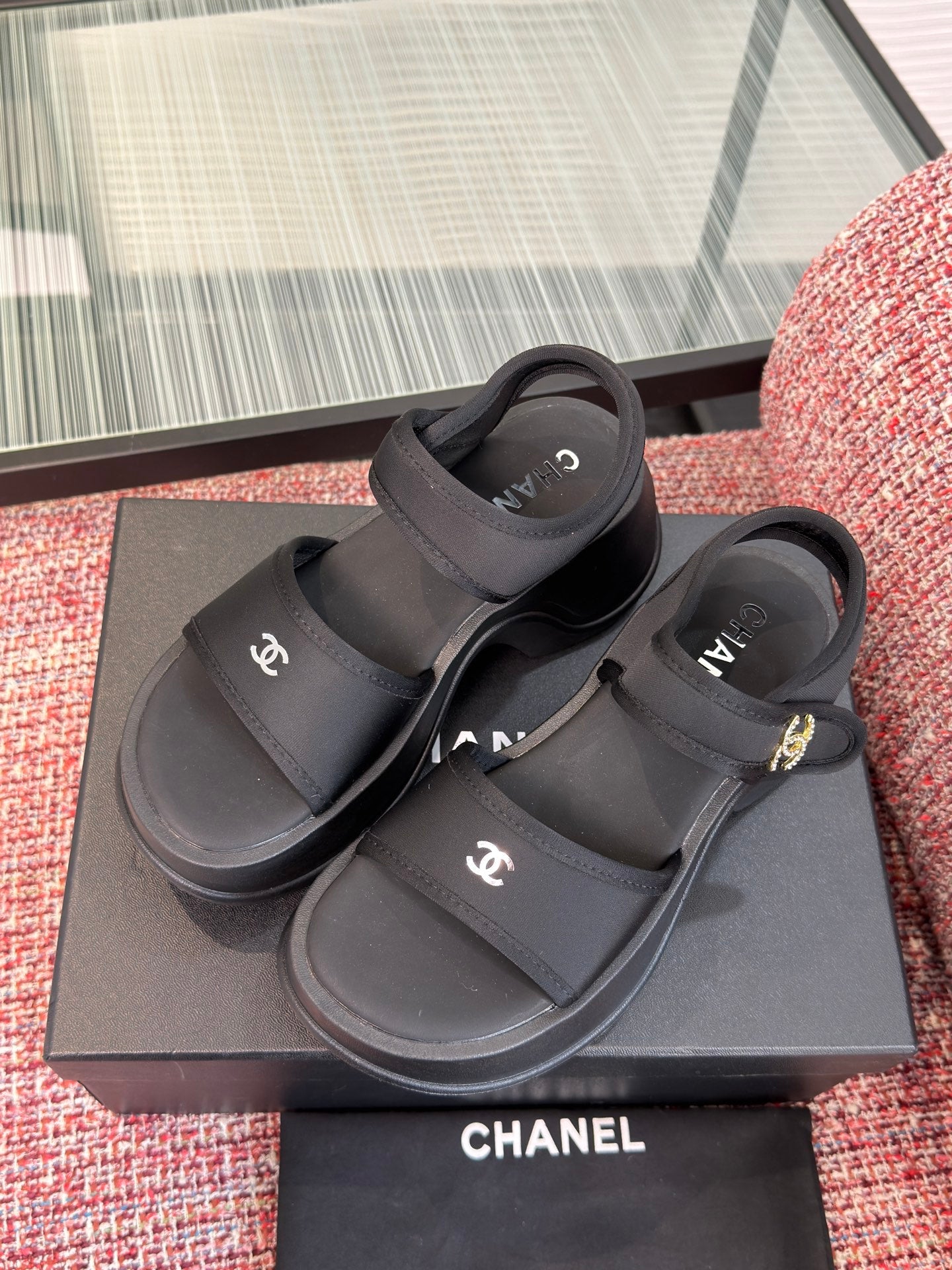 CC 26s Sandal Platform Black Textile Rubber 962956