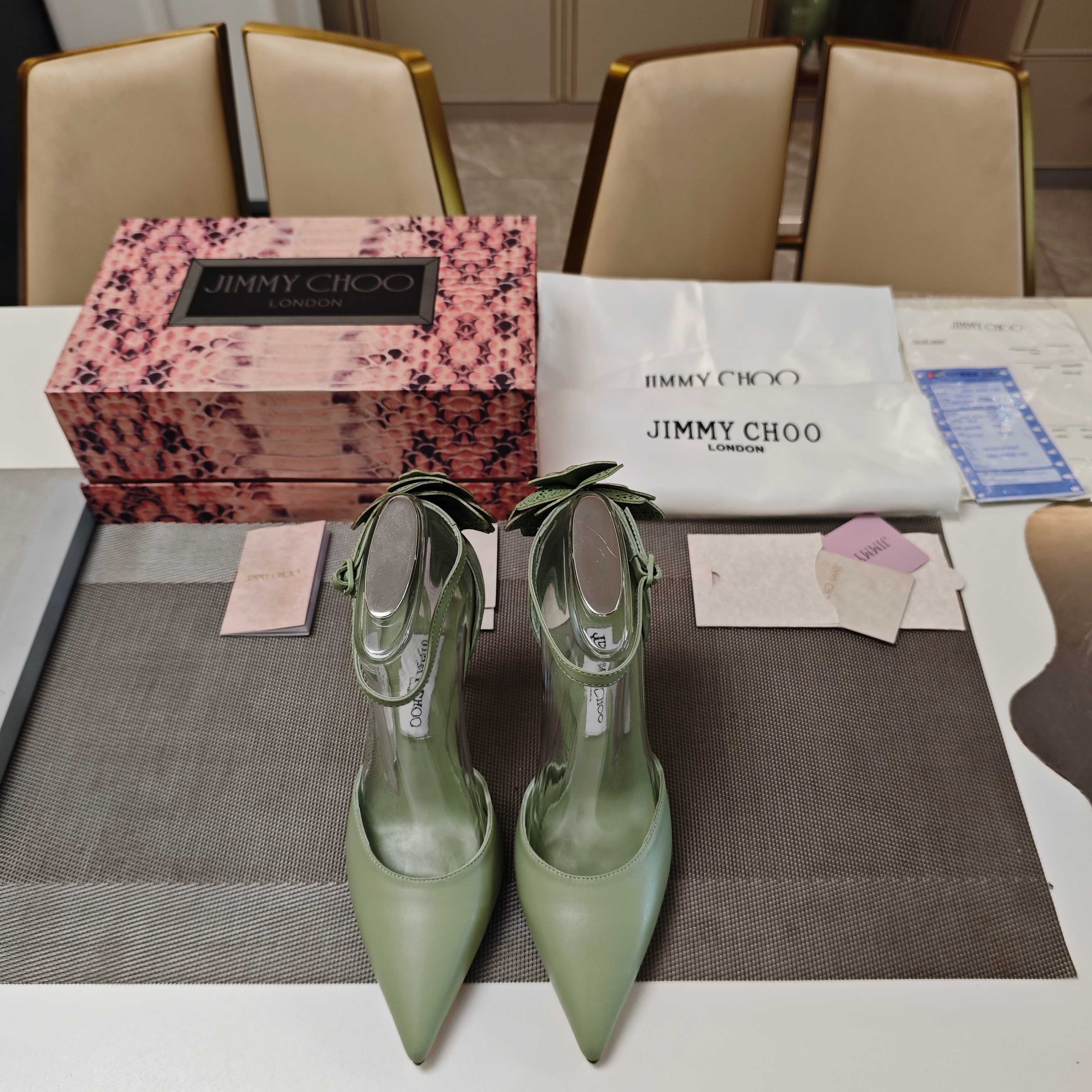 Jimmy Choo Marja Pumps 10cm Green Leather 900898