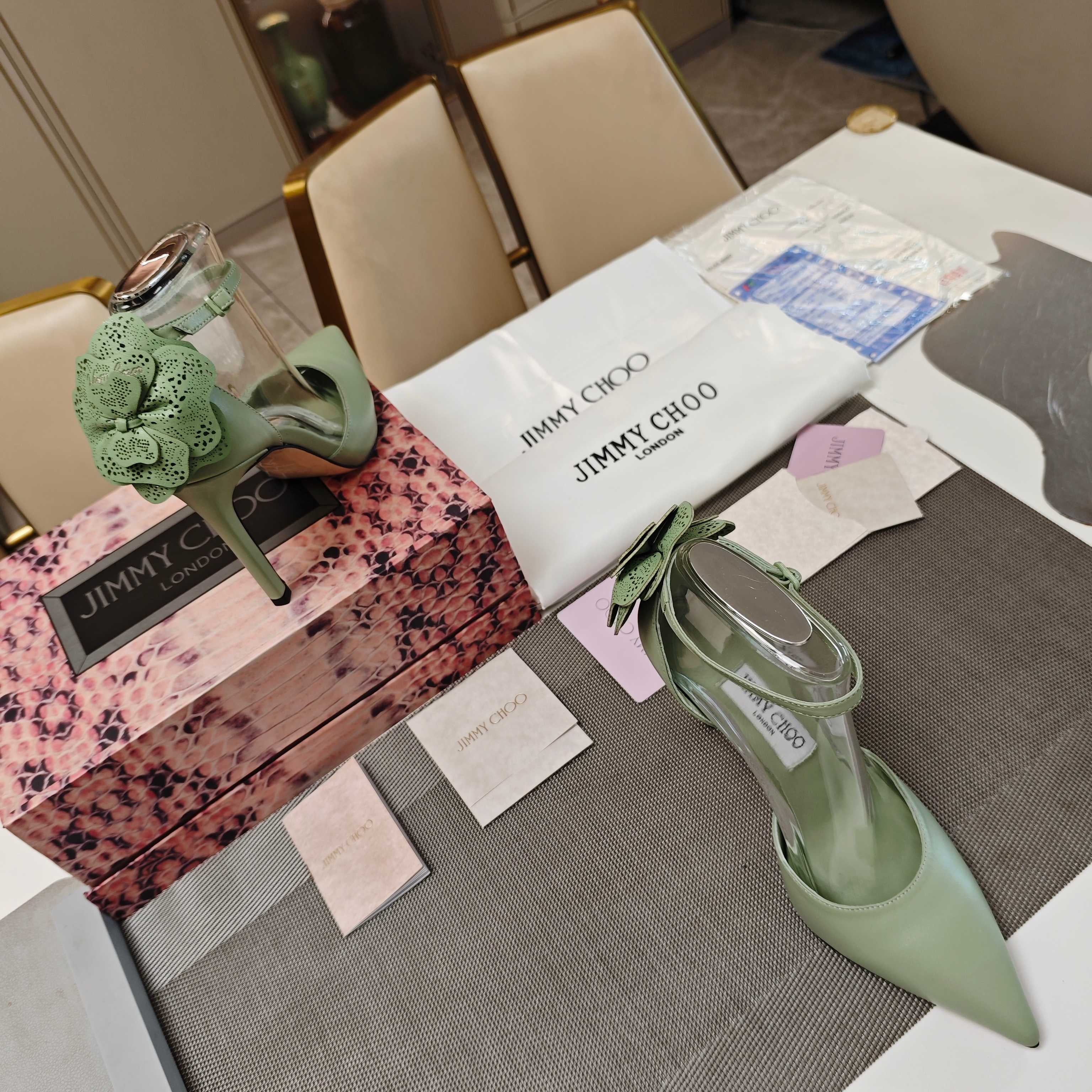 Jimmy Choo Marja Pumps 10cm Green Leather 900898