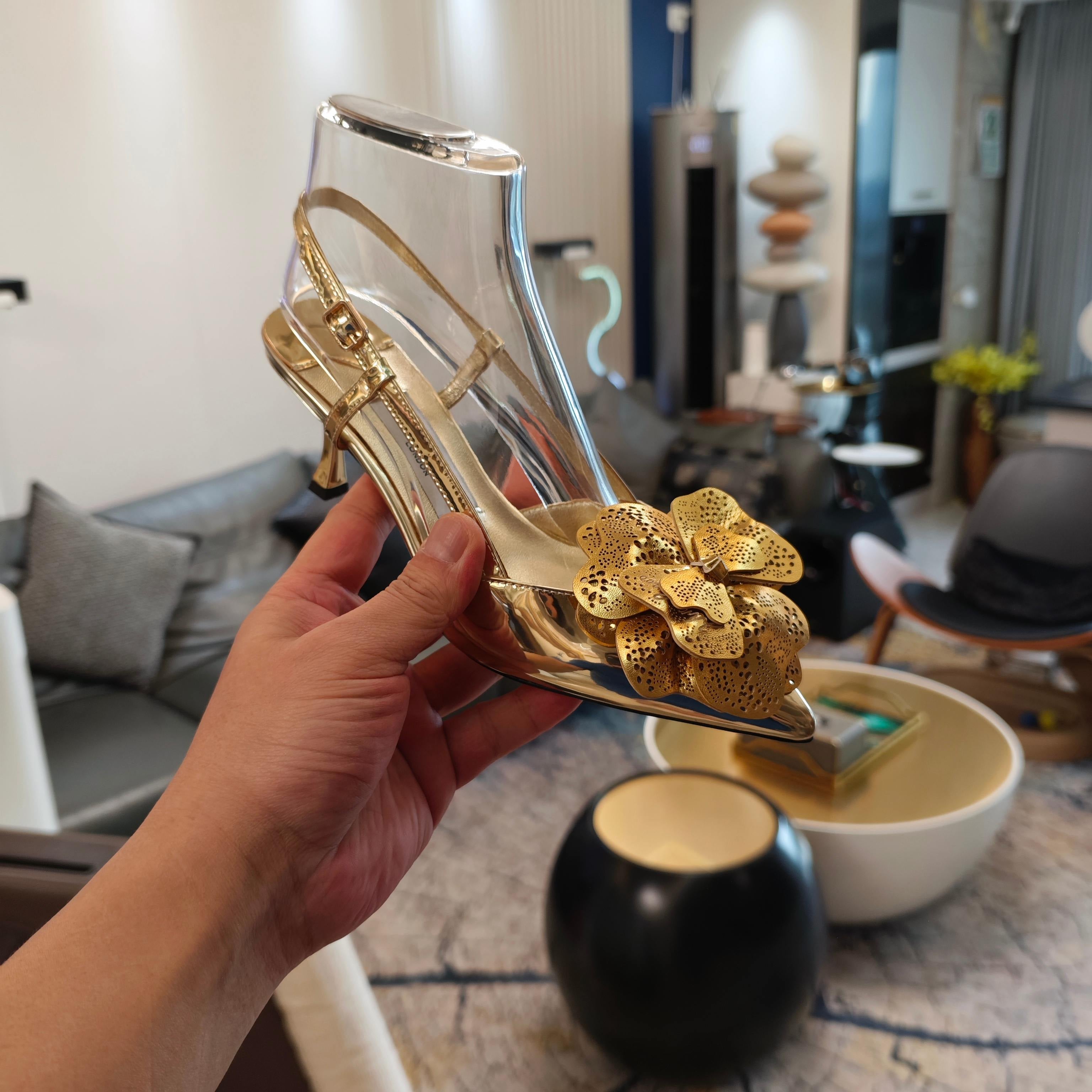 Jimmy Choo Mimmi Pumps 5cm Gold Metallic Leather 900903