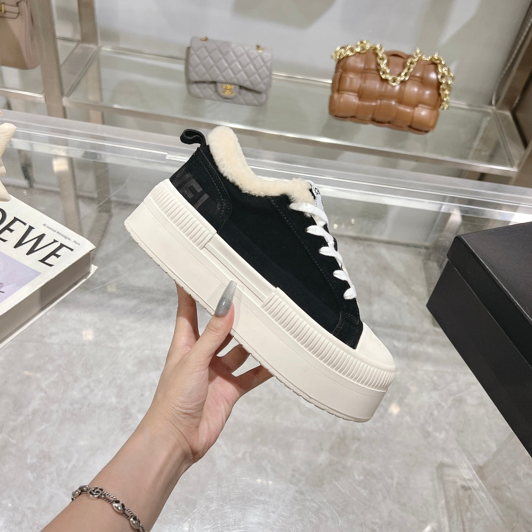 CC Sneaker Black Suede Wool Lining