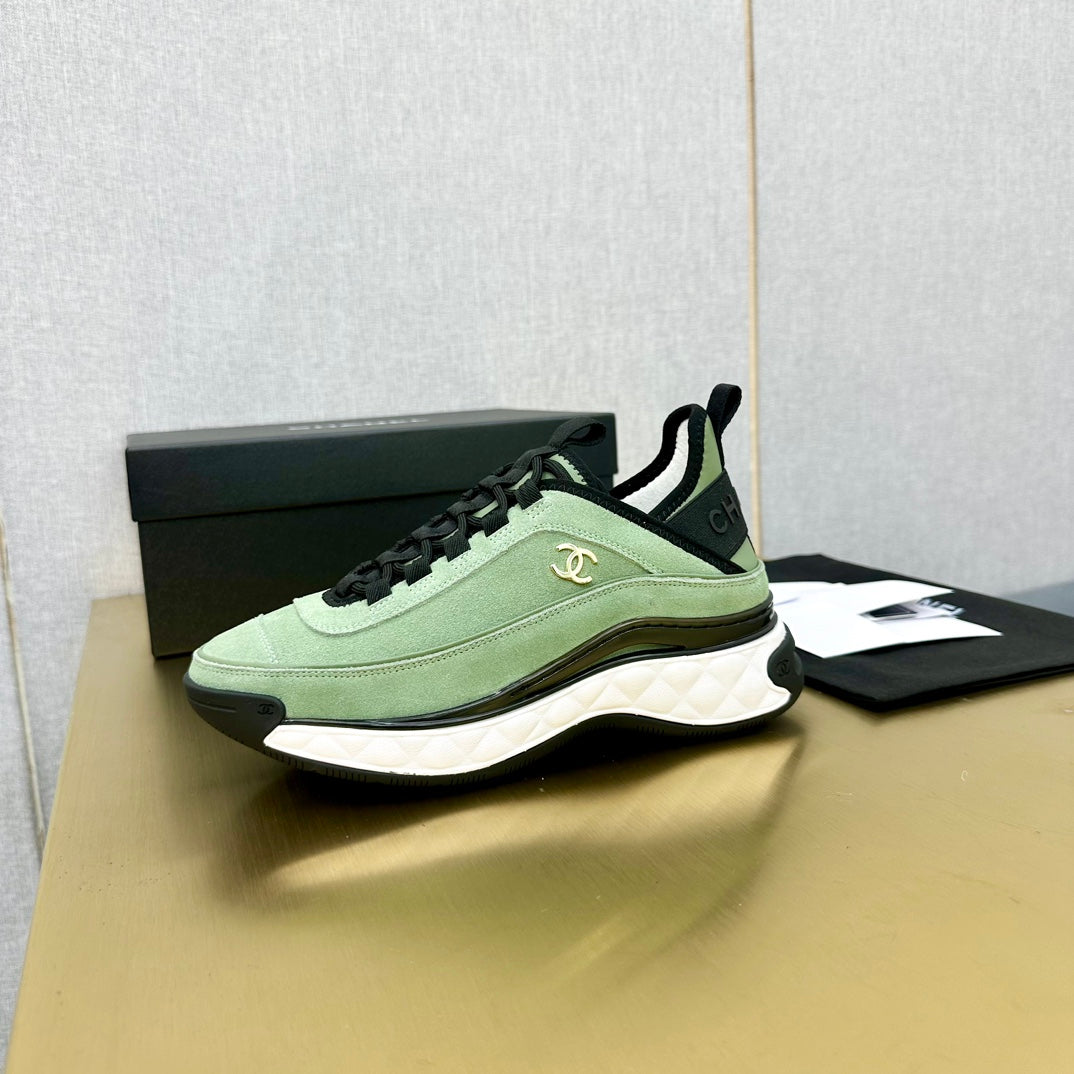 CC 26s Low-Top Chunky Sneakers Mint Green Suede Mesh Textile 980834