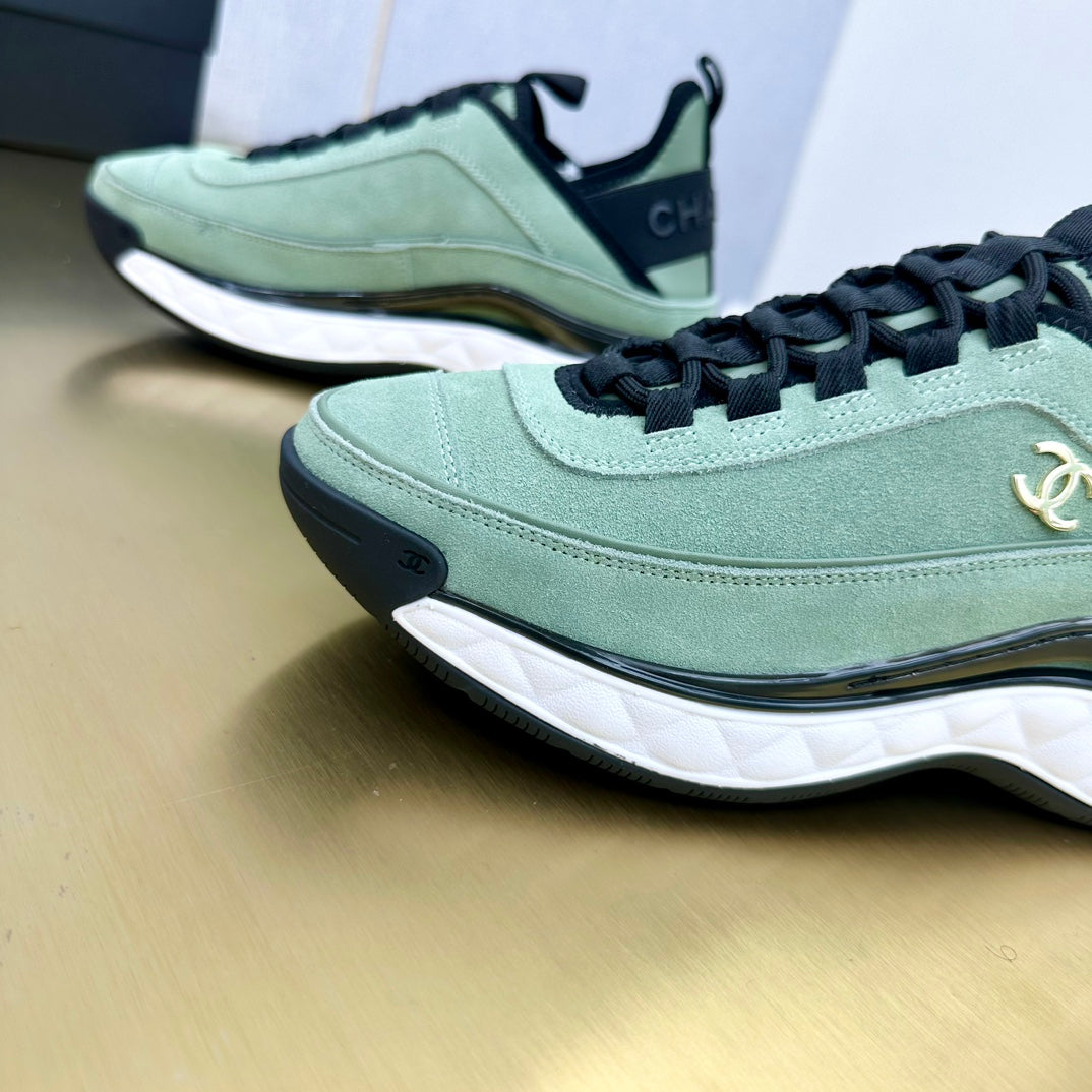 CC 26s Low-Top Chunky Sneakers Mint Green Suede Mesh Textile 980834