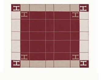Hermes 26s Avalon Blanket 135x170cm Burgundy Wool 528112