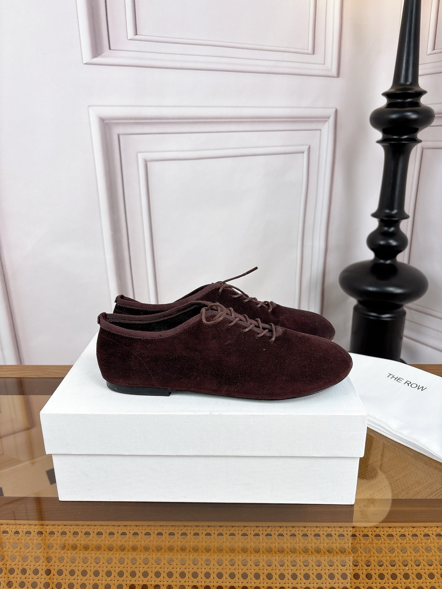 The Row Deep Mouth Slip-on Loafers Coffee Suede 931972