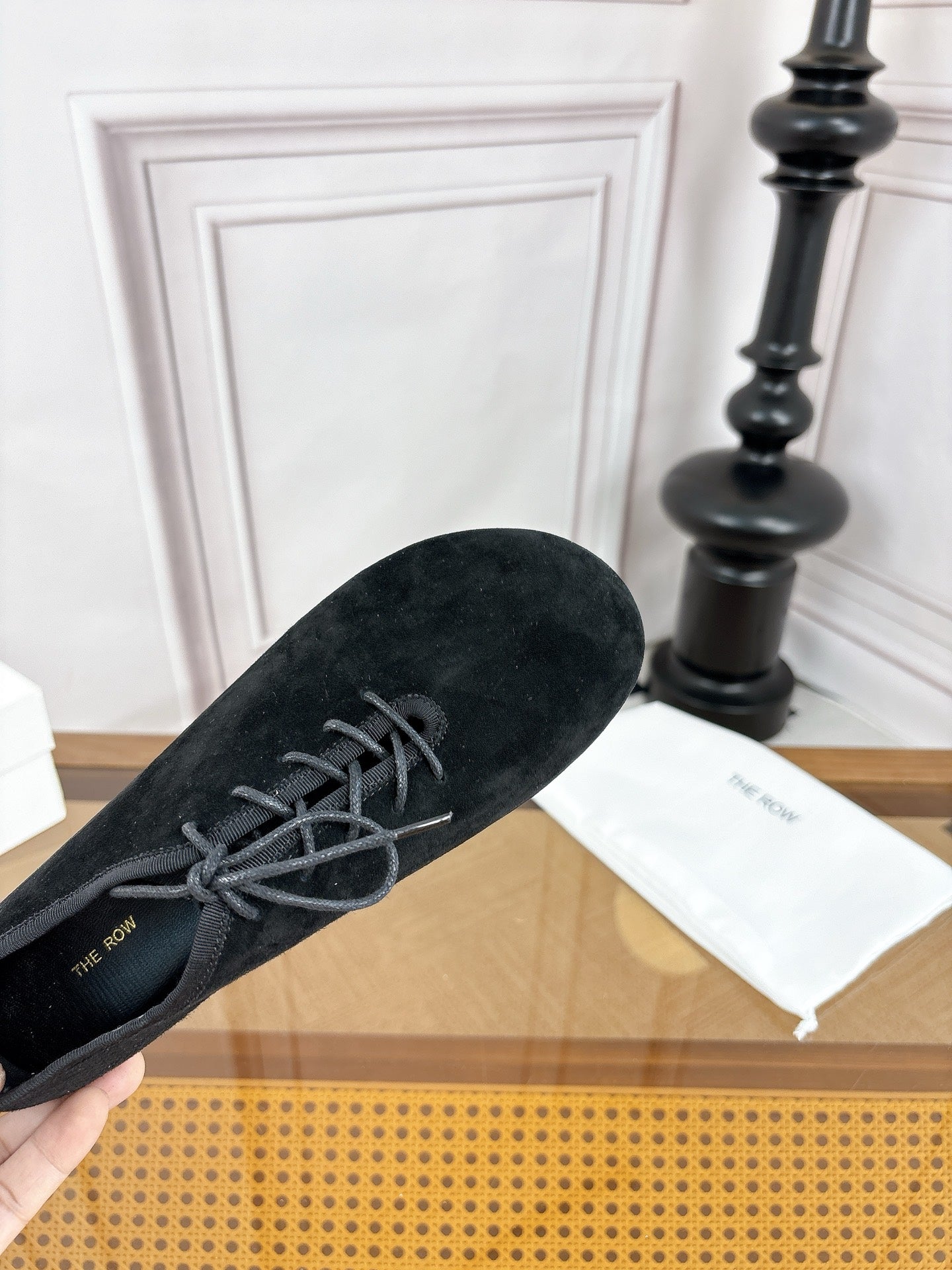 The Row Deep Mouth Slip-on Loafers Black Suede 931974