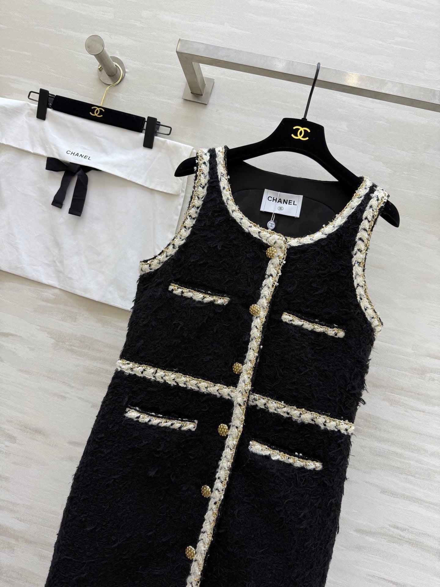 CC FW 25/26 Dress Black White Tweed 343342
