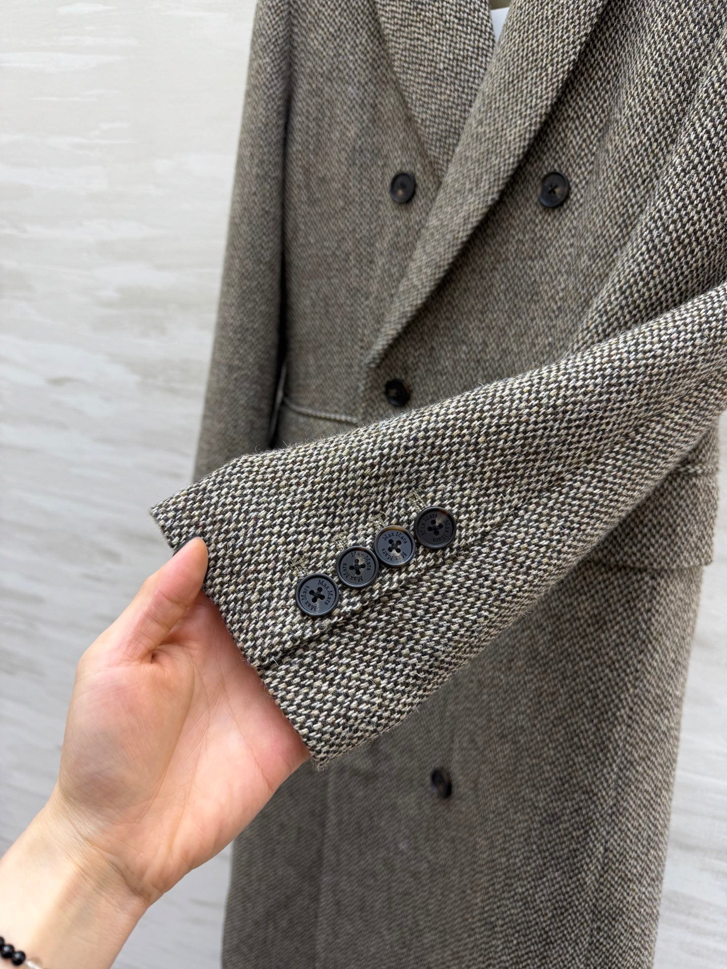 Max Mara 26s Set Coat & Vest White Black Wool 344822
